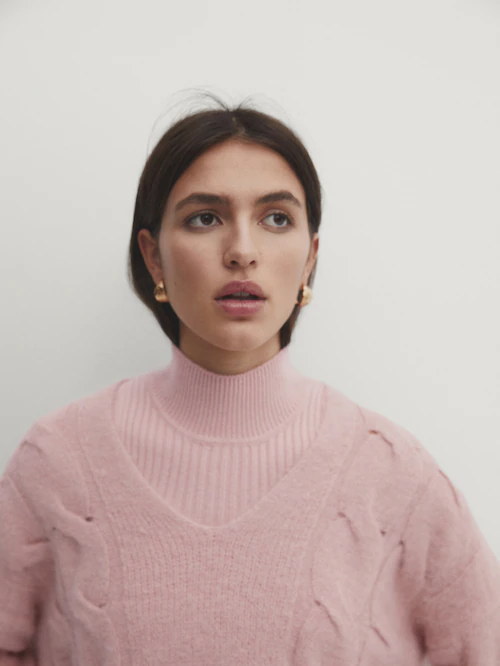 Wool blend ribbed knit top - Studio · Rose Pink, Bluish Green · Sweaters  And Cardigans
