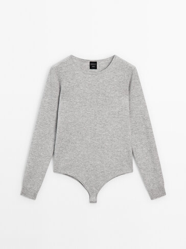 Knit long sleeve bodysuit - Studio · Grey Marl · Sweaters And 
