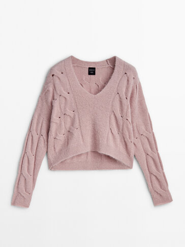 V-neck cable-knit sweater - Studio
