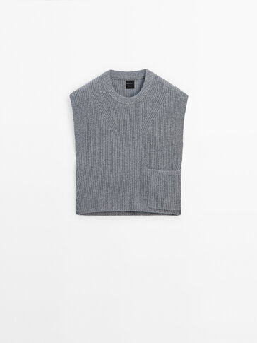 Knit vest with pocket detail - Studio