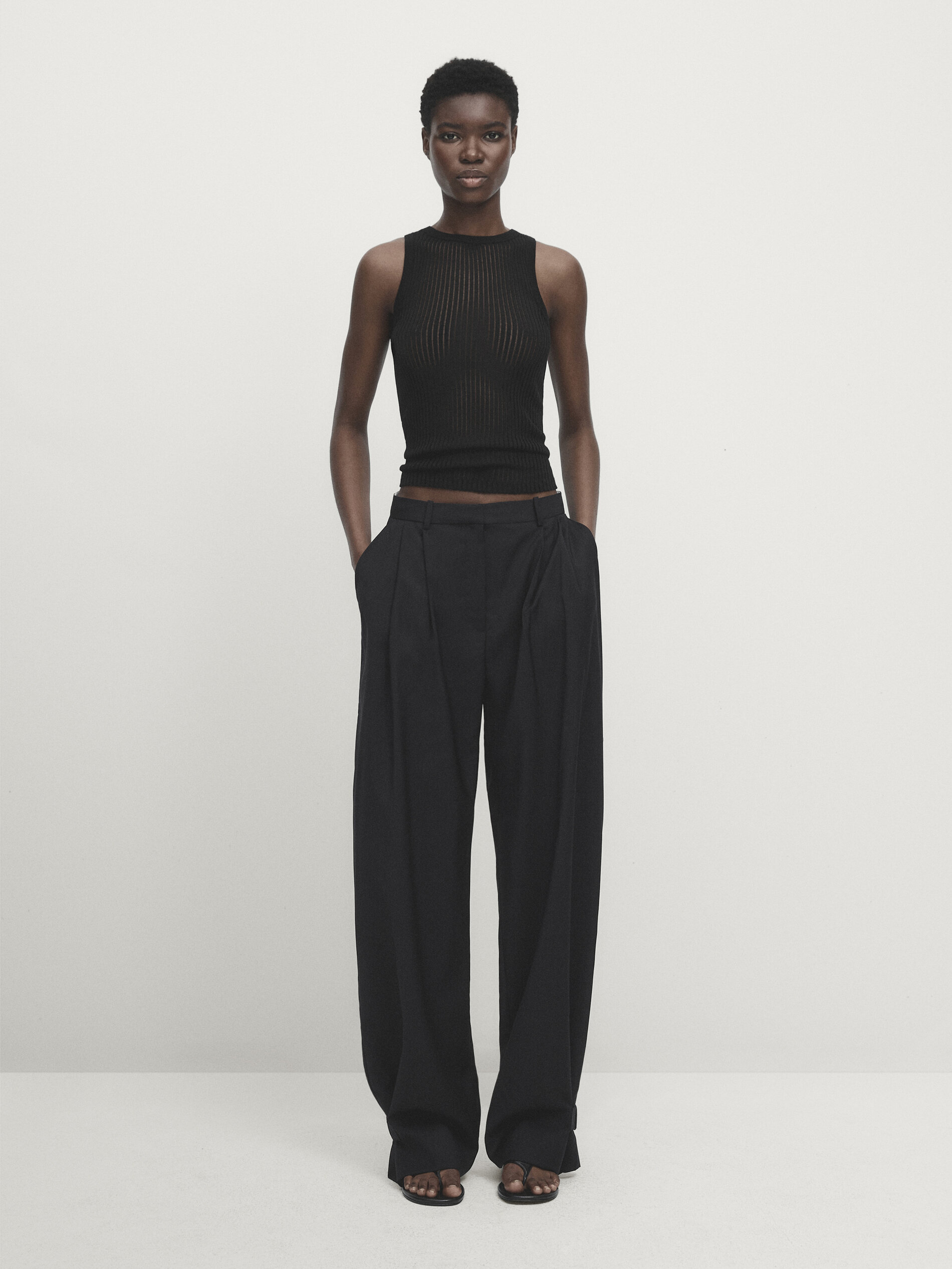 Sleeveless ribbed knit top Studio Massimo Dutti España