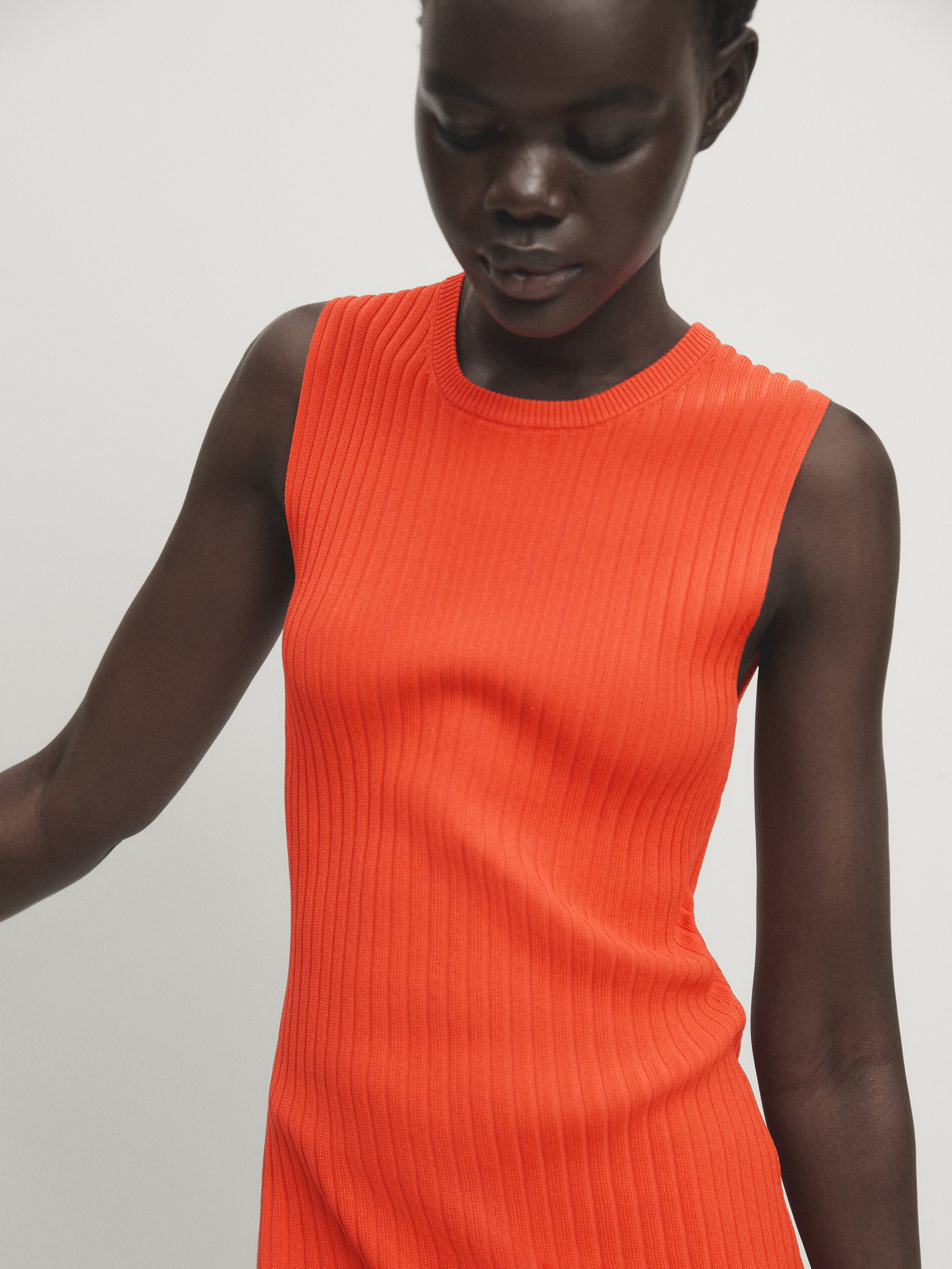 Knit top with vent detail - Studio · Orange, Vanilla · Sweaters 