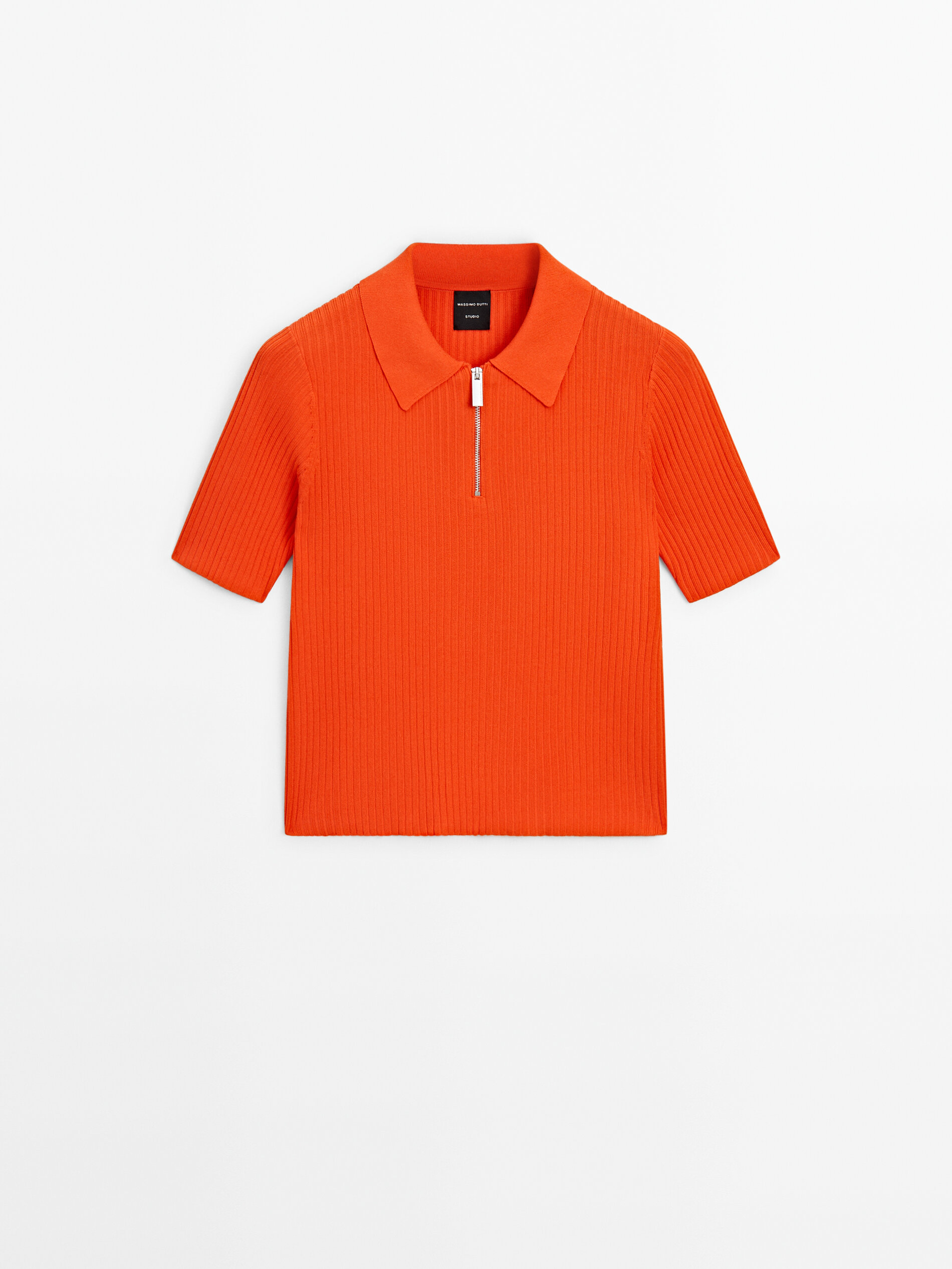 Quarter-zip knit polo shirt - Studio · Orange · Sweaters And 