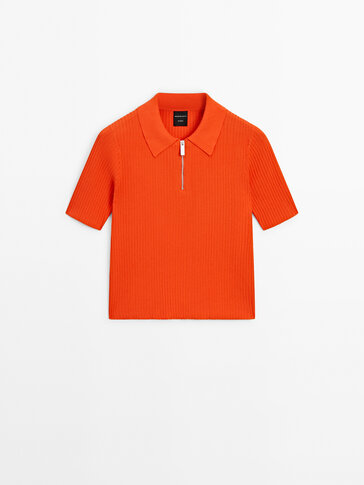 Quarter-zip knit polo shirt - Studio · Orange · Sweaters And 