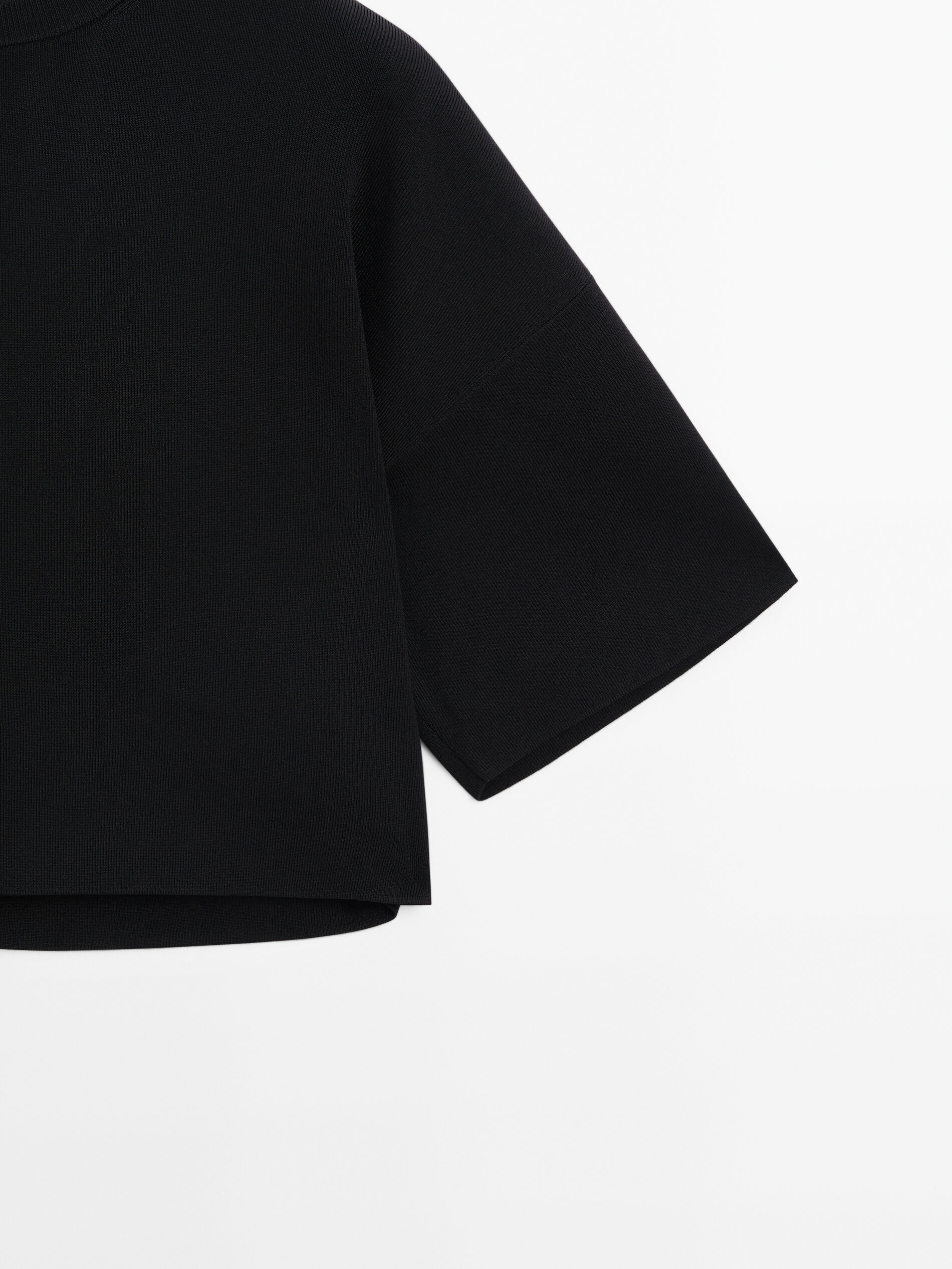 Short sleeve mock turtleneck sweater - Studio · Black · Sweaters 