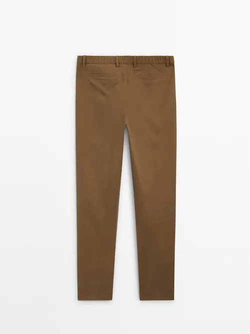 Jogger-fit twill chinos · Beige · Dressy