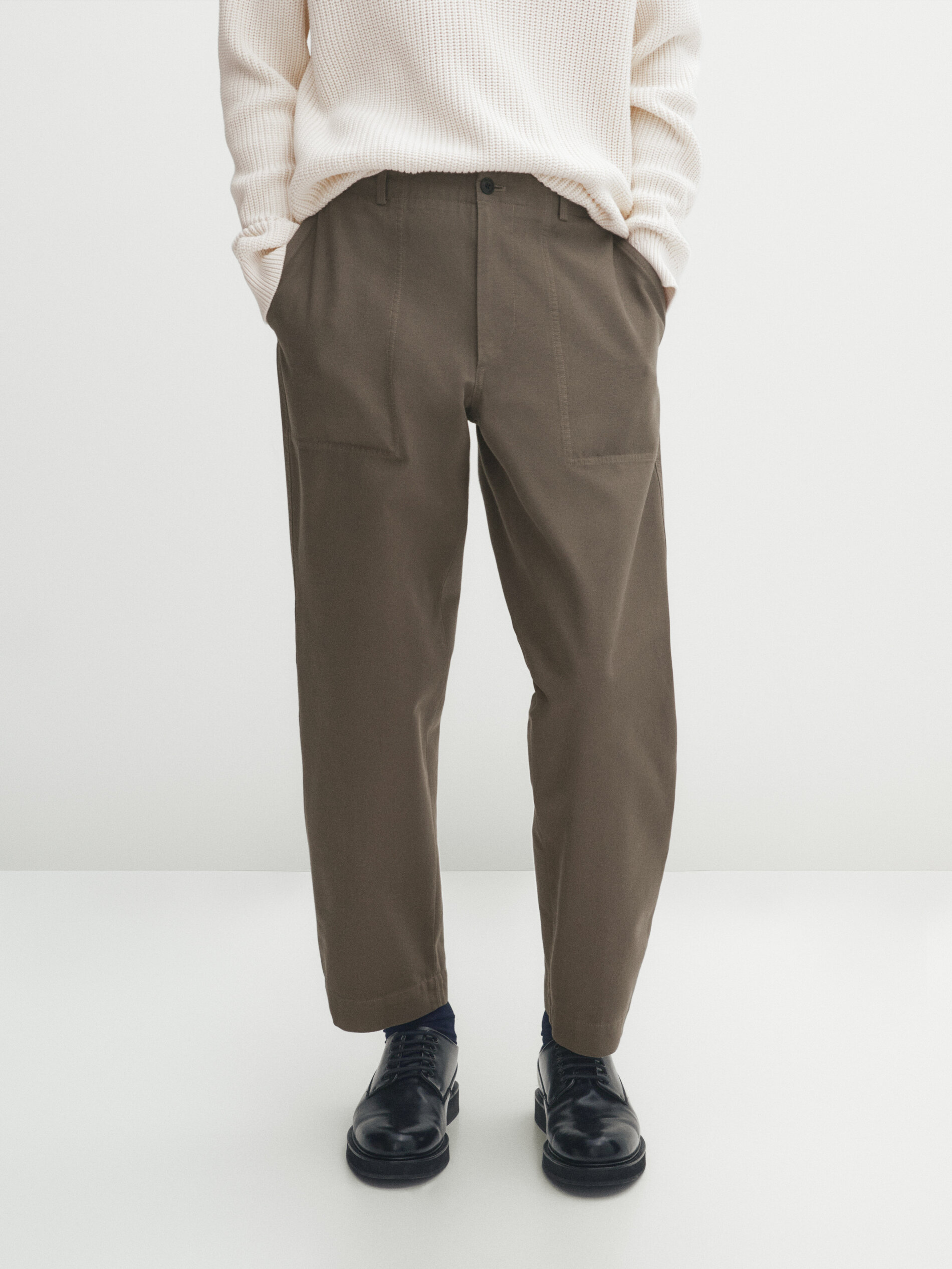 Relaxed fit canvas trousers