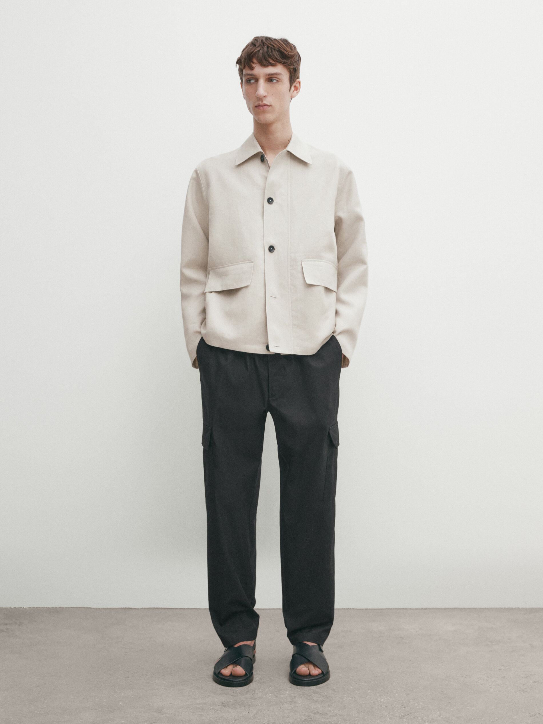 Massimo Dutti Cargohose Baumwolltwill Jogger-fit In Schwarz