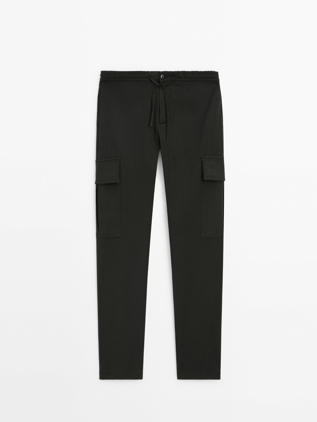 Massimo Dutti Jogger Fit Cargo Trousers In Khaki