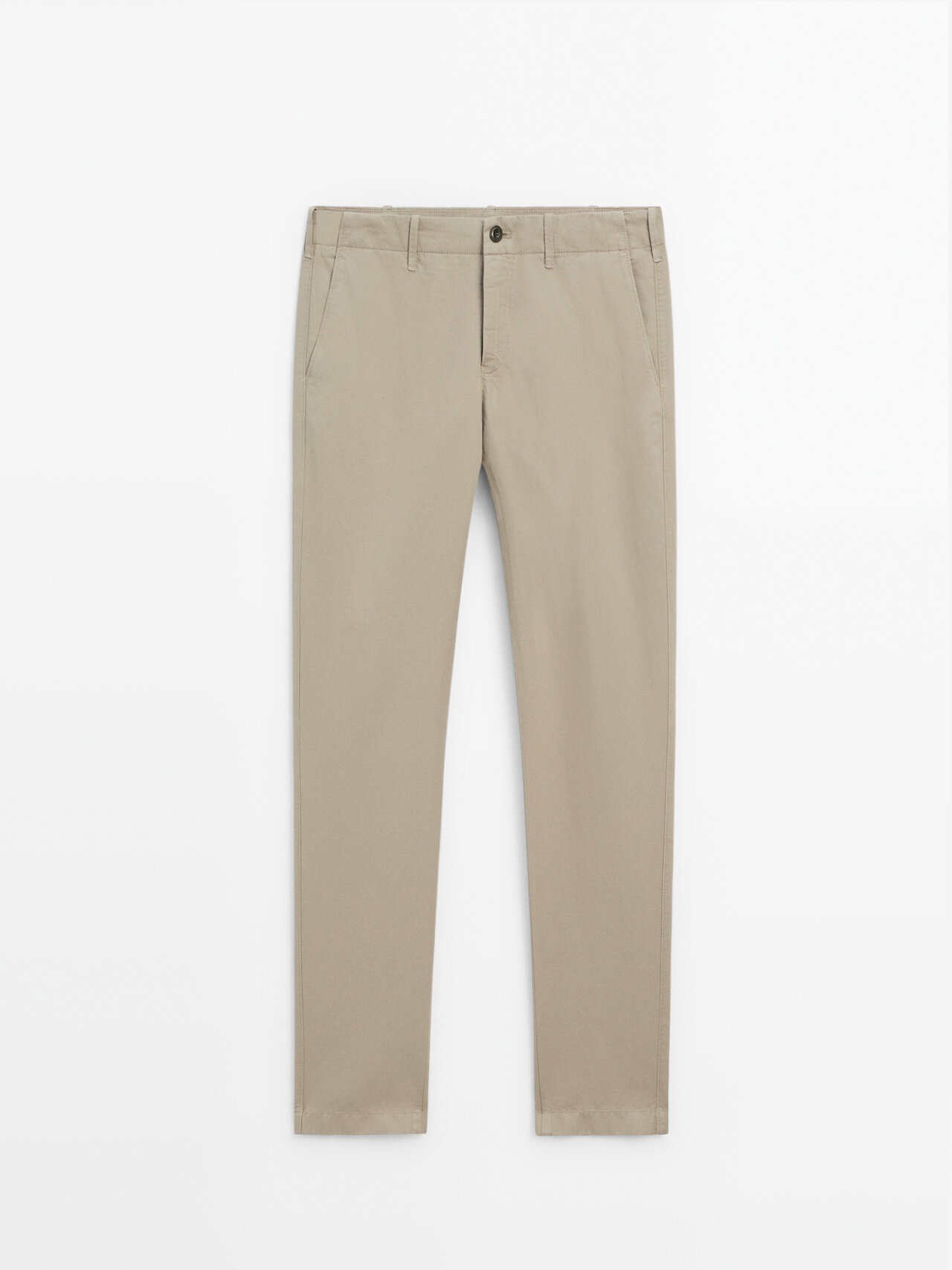 Massimo Dutti Linen And Cotton Blend Tapered-fit Chinos In Mink