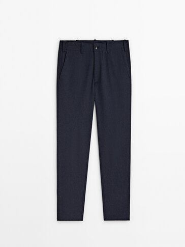 Tapered-fit houndstooth chino trousers