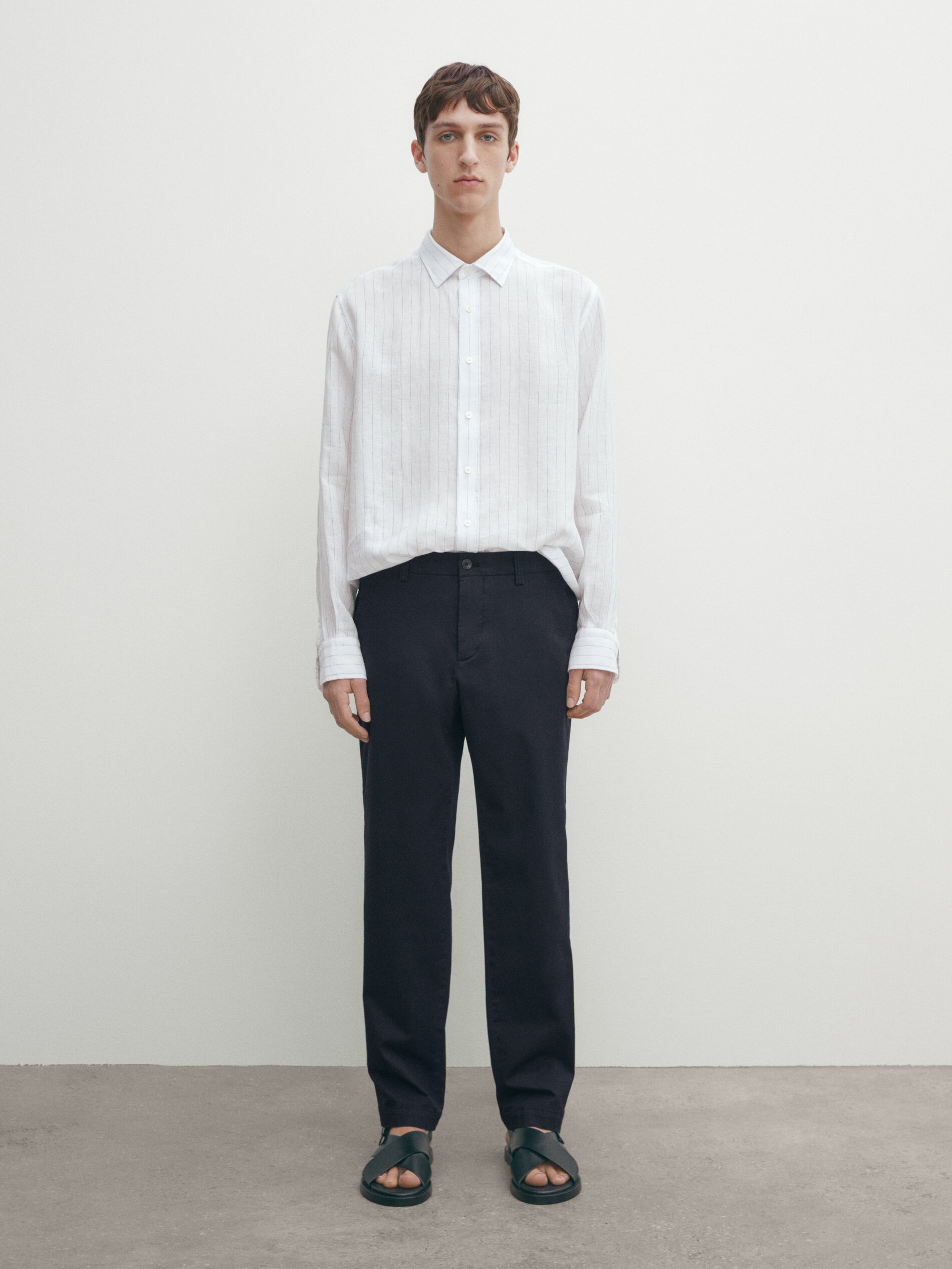 Massimo Dutti Strukturierte Slim-fit-hose In Marineblau