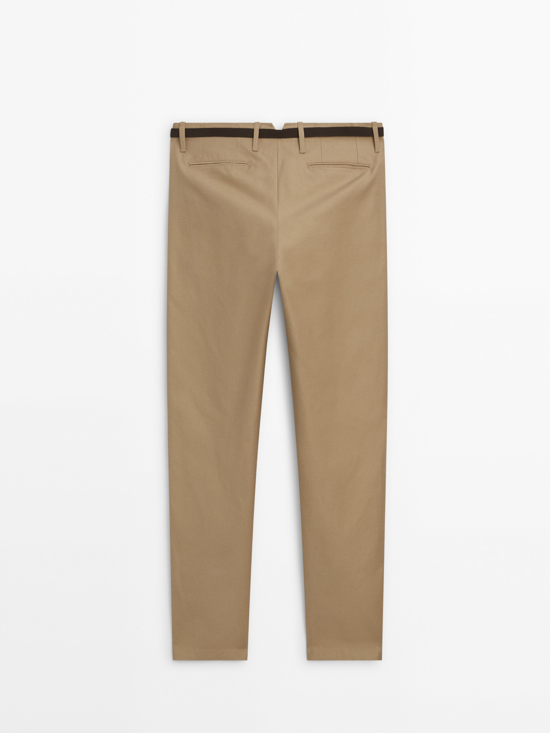 Relaxed fit belted chino trousers Beige Khaki Navy Blue
