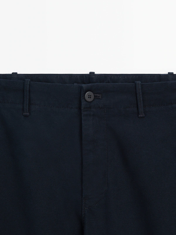 Micro twill tapered fit chino trousers · Navy Blue, Khaki, Ochre ...