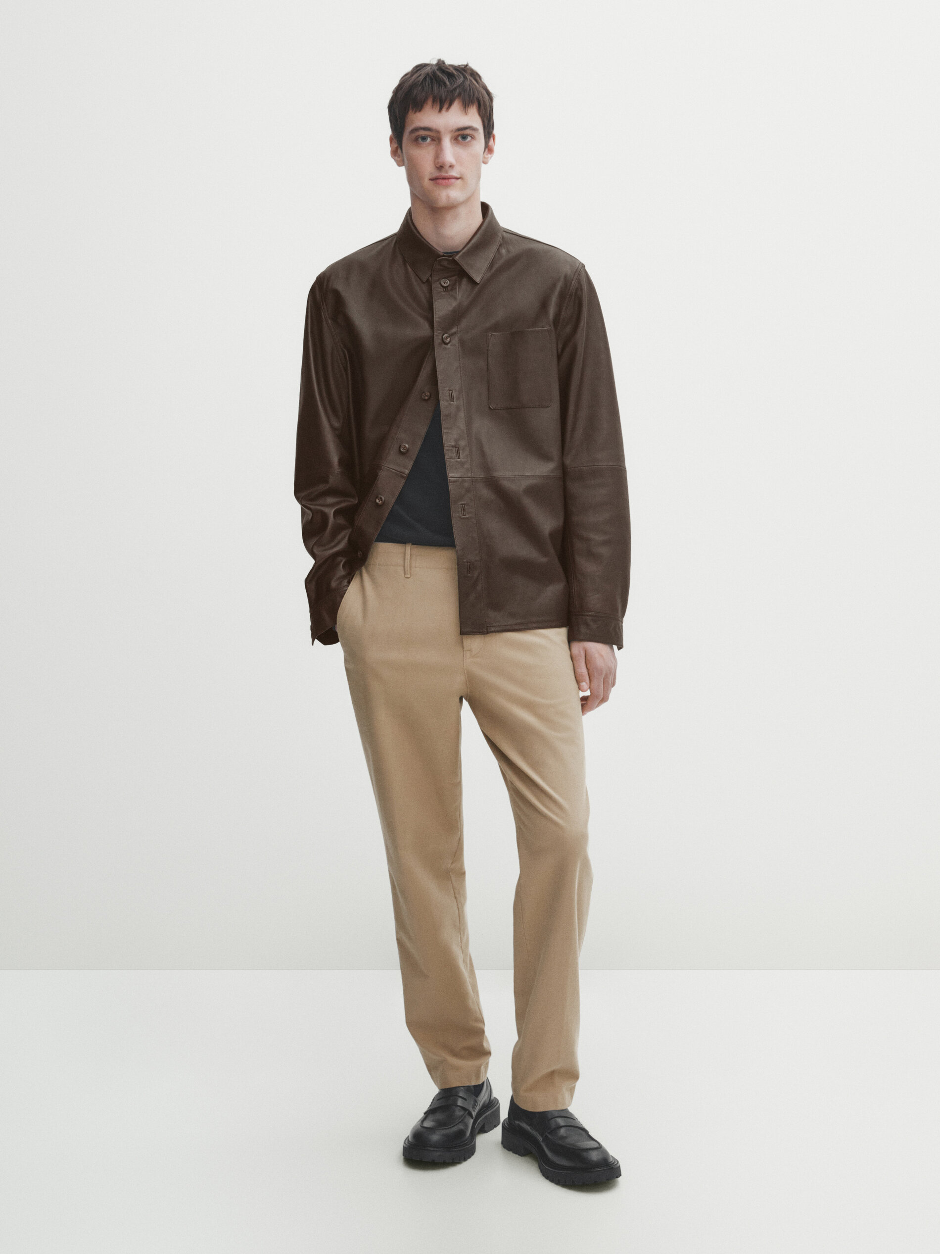 Massimo Dutti Chinohose Aus Micro-twill Im Tapered-fit In Rostbraun