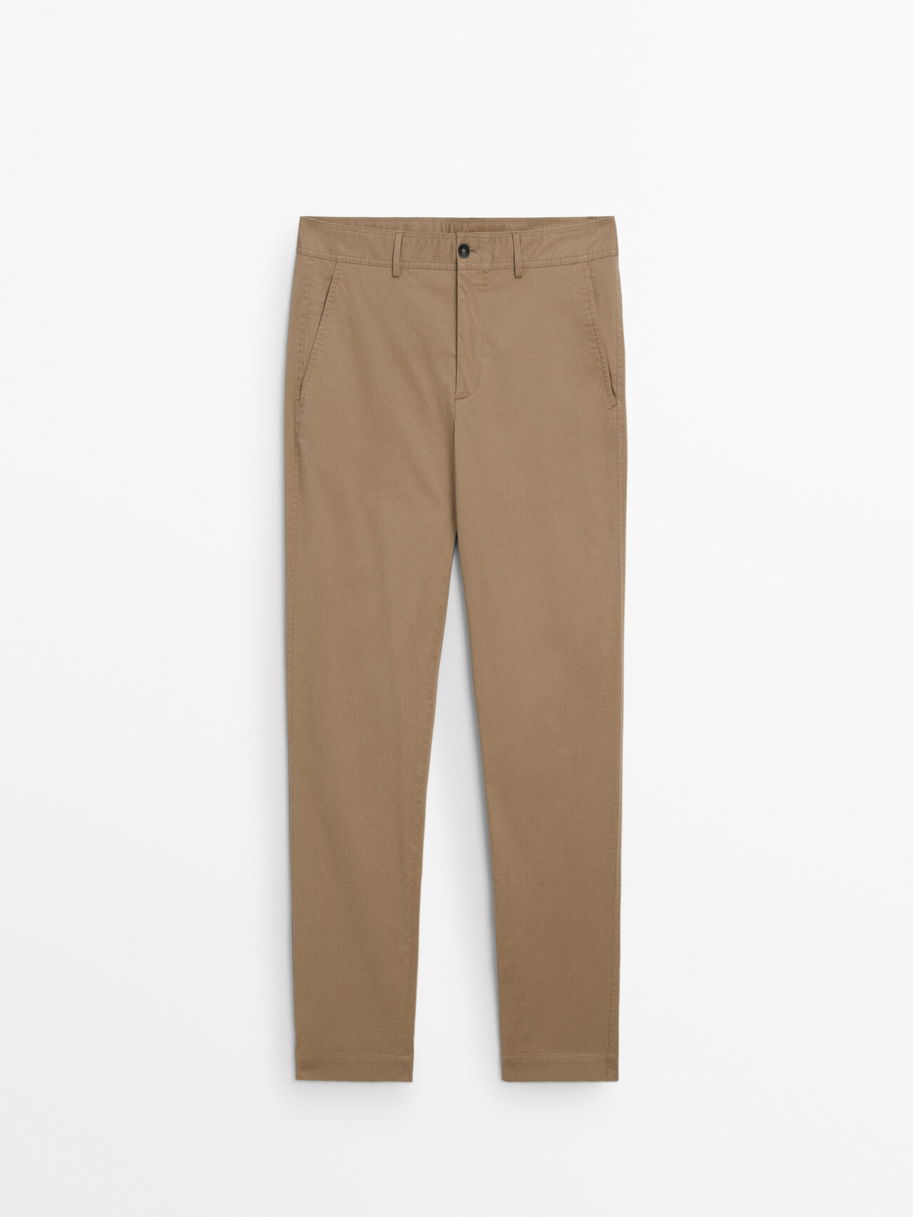 Shop Massimo Dutti Tapered Fit Chino Trousers In Beige
