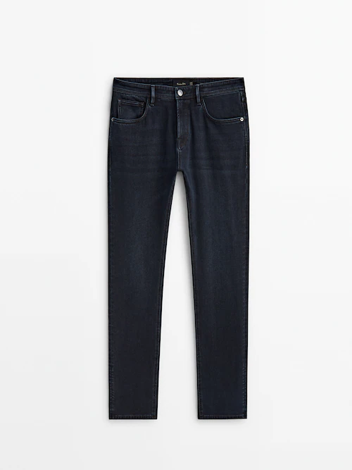 Slim-fit brushed jeans