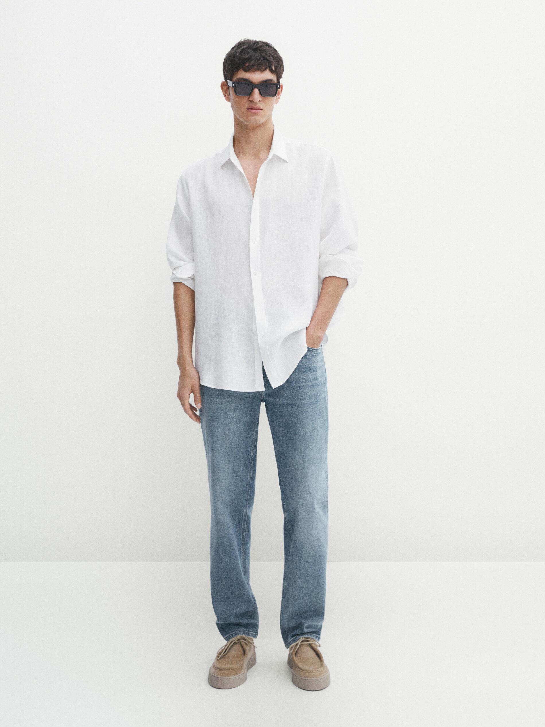 Massimo Dutti Gebleichte Jeans Im Regular-fit In Indigo