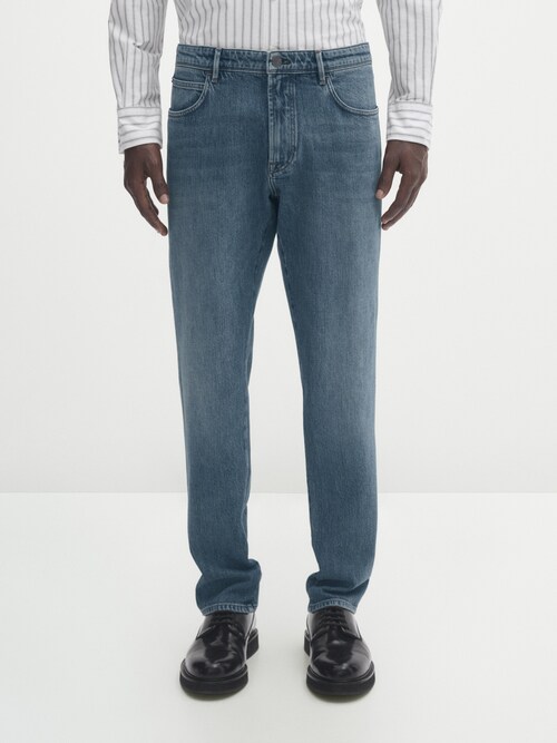 Tapered-fit dirty stonewash jeans