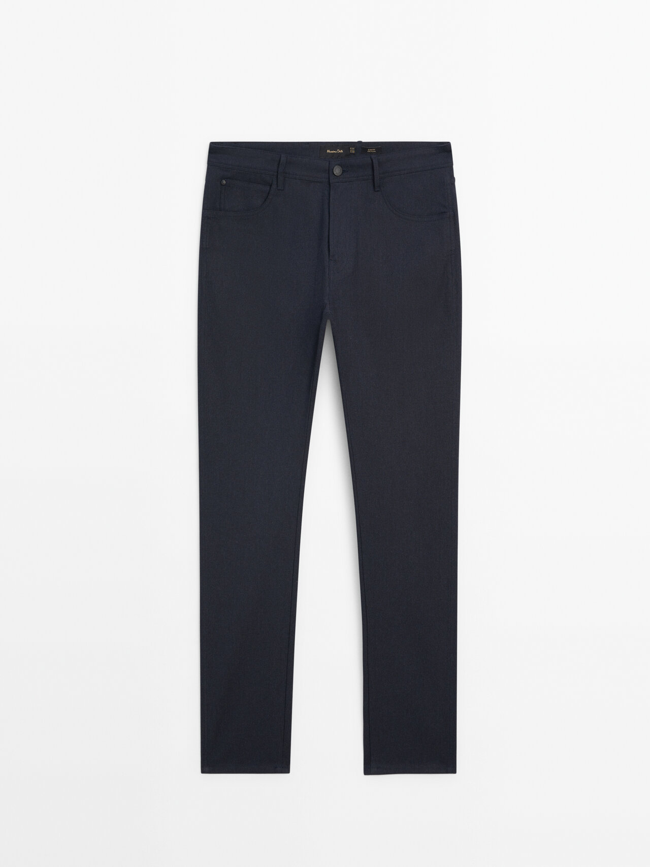 Massimo Dutti Slim Fit Denim Trousers In Navy Blue