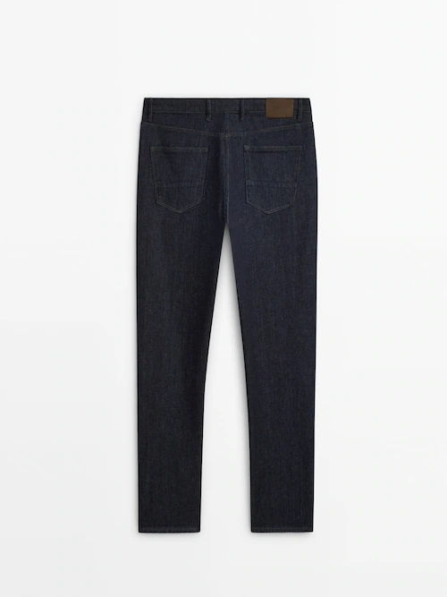 Regular-fit rinse wash jeans
