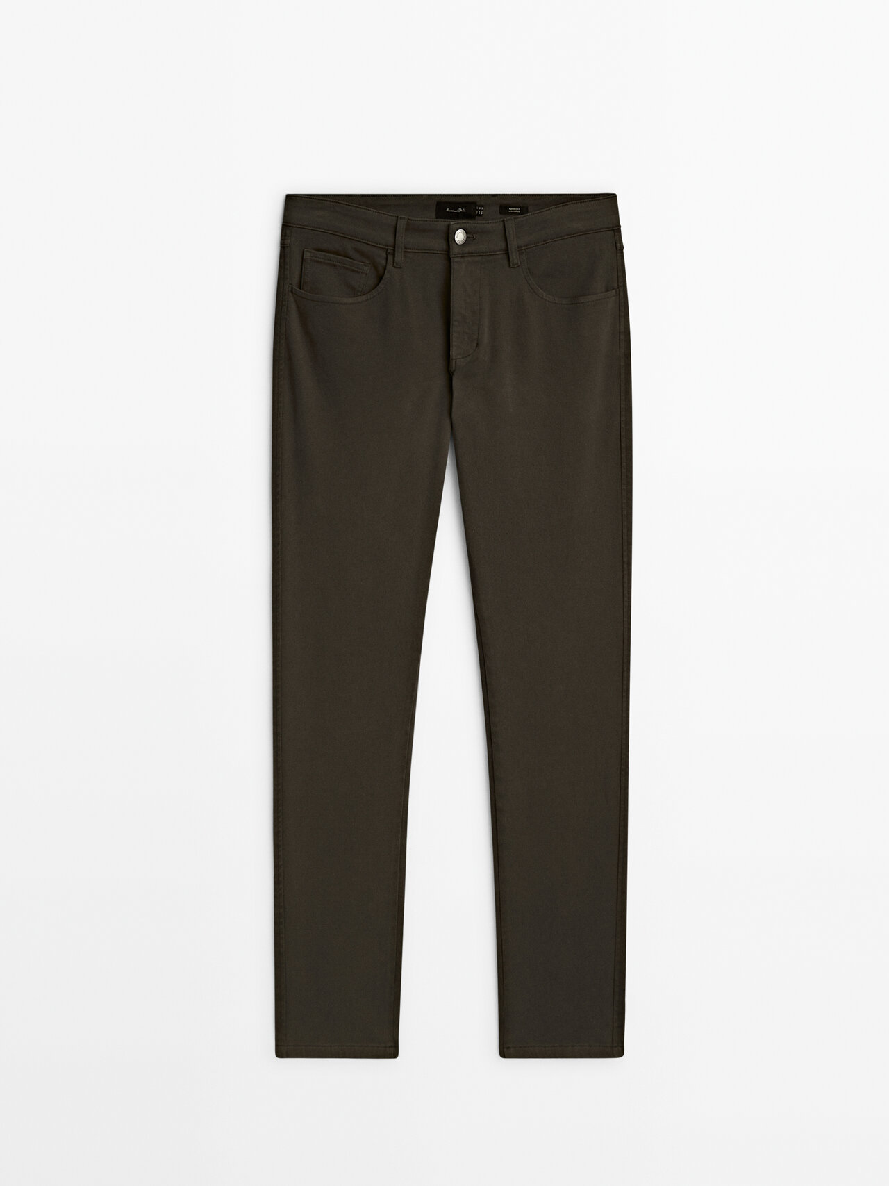 Massimo Dutti Tapered-fit Twill Denim Trousers In Khaki