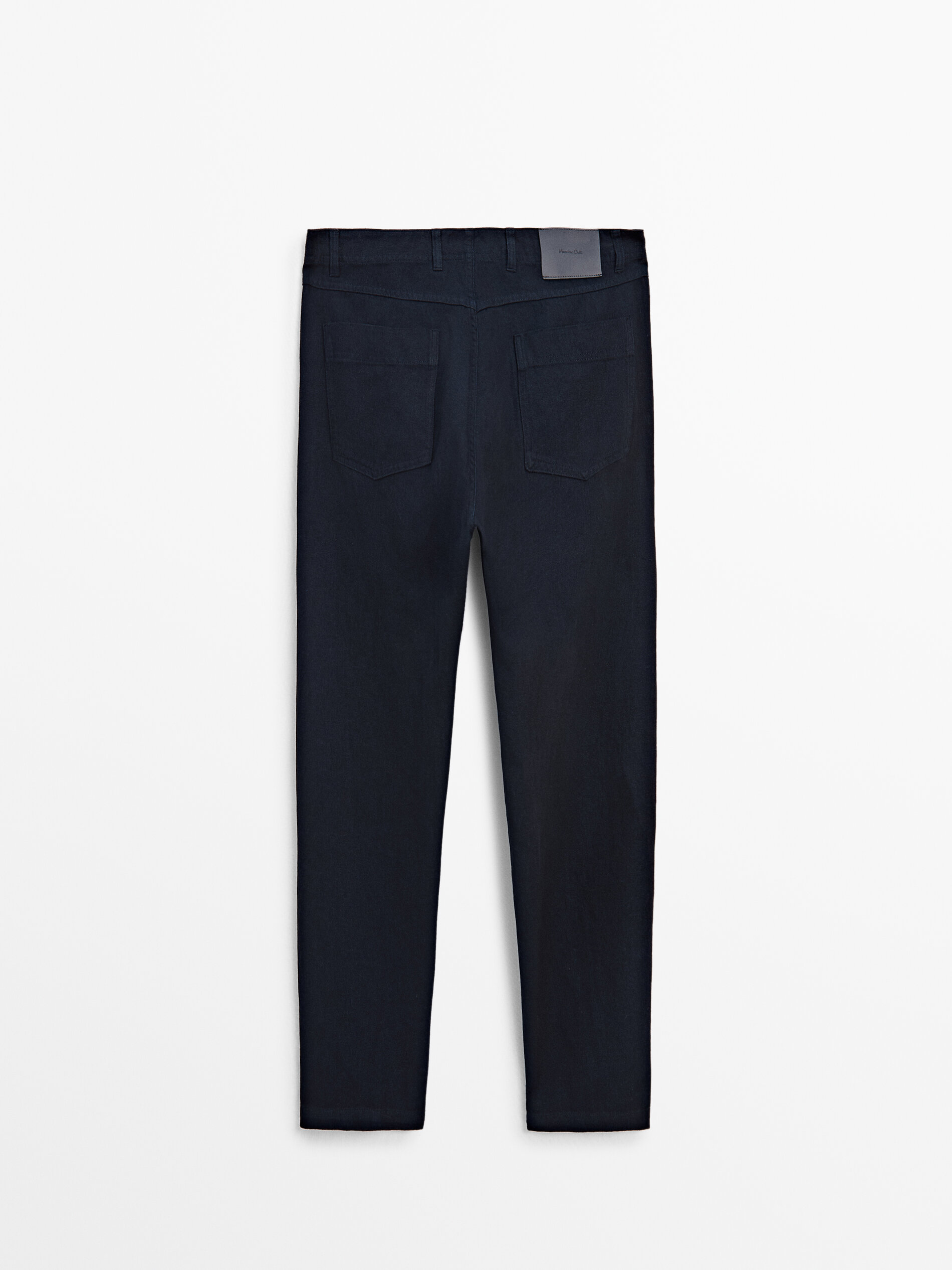 Relaxed fit cotton blend denim trousers · Navy Blue, Cream 