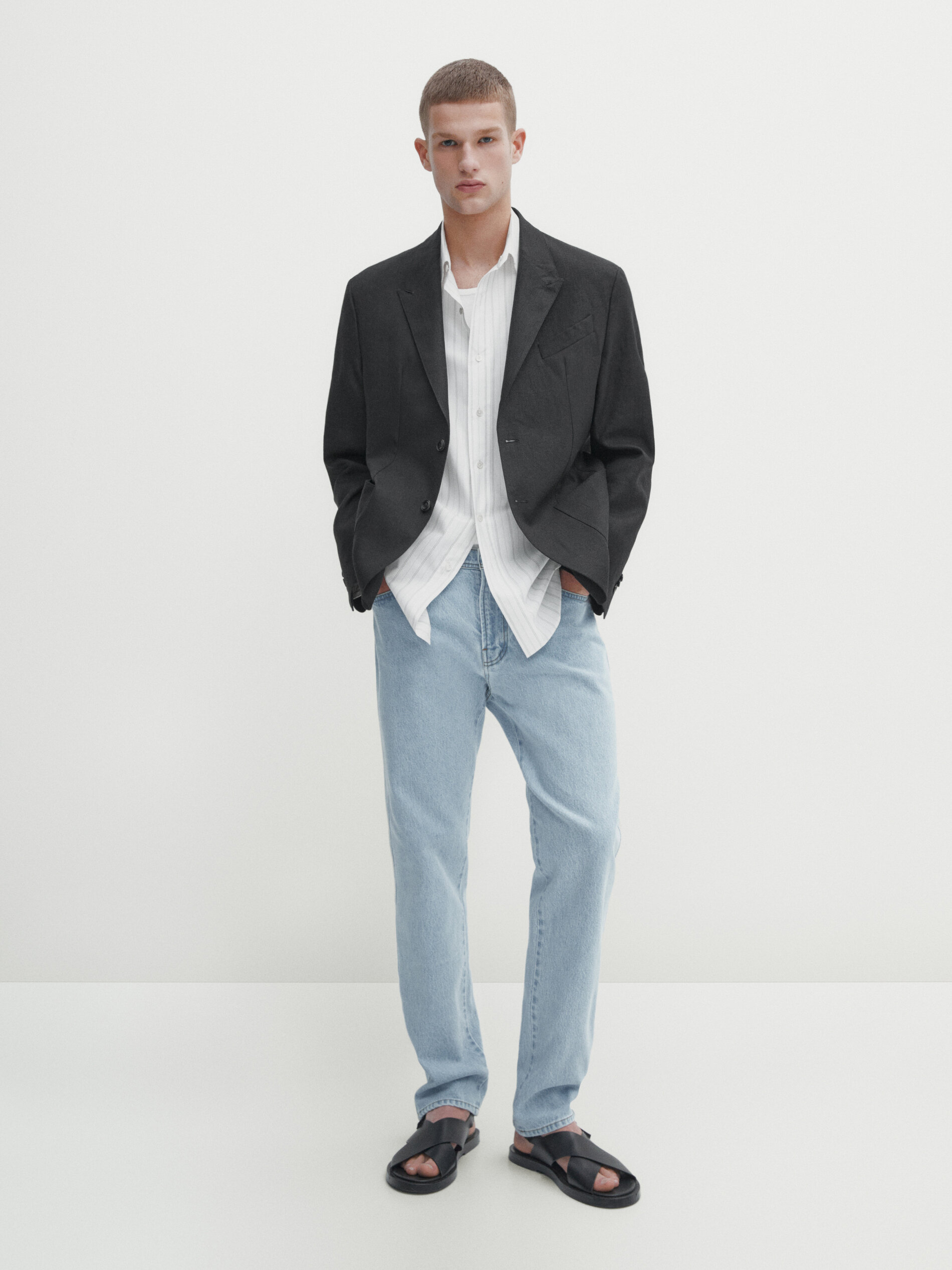 Massimo Dutti Gebleichte Slim-fit-jeans In Indigo