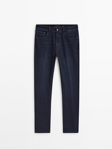 Tapered-fit rinse wash brushed jeans