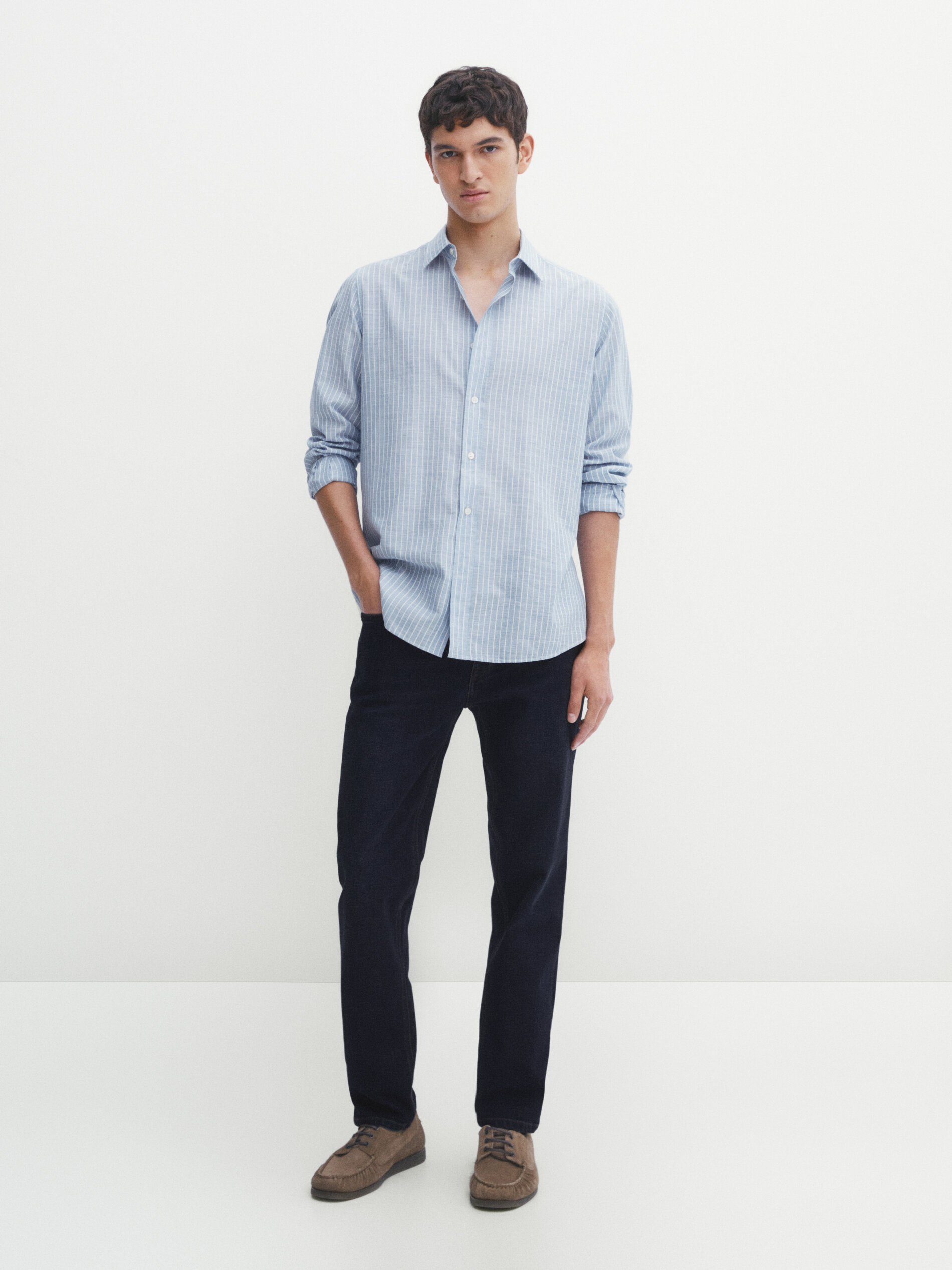 Jeans brushed rinse wash relaxed fit