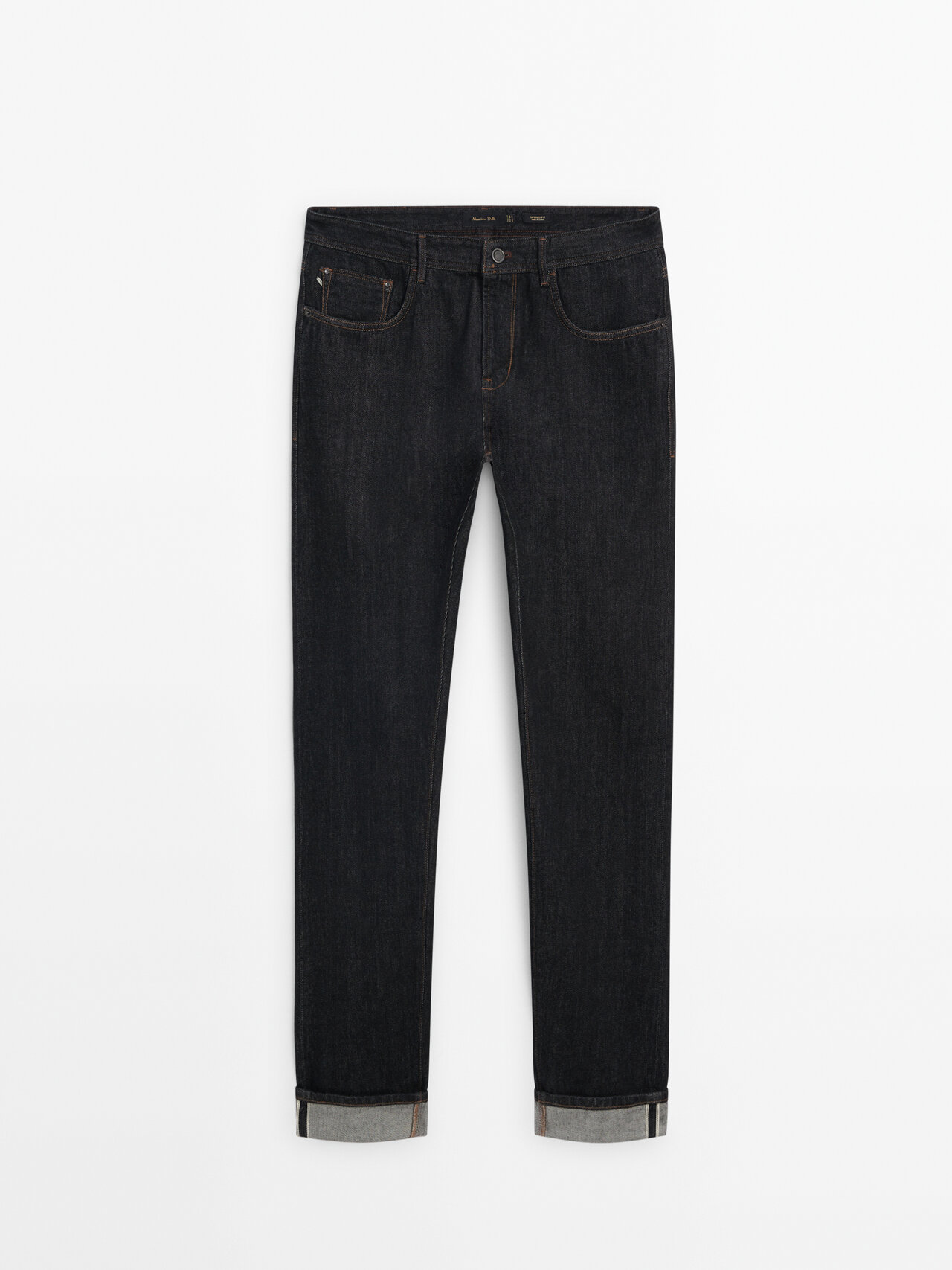 Massimo Dutti Tapered-fit Rinse Wash Selvedge Jeans In Black
