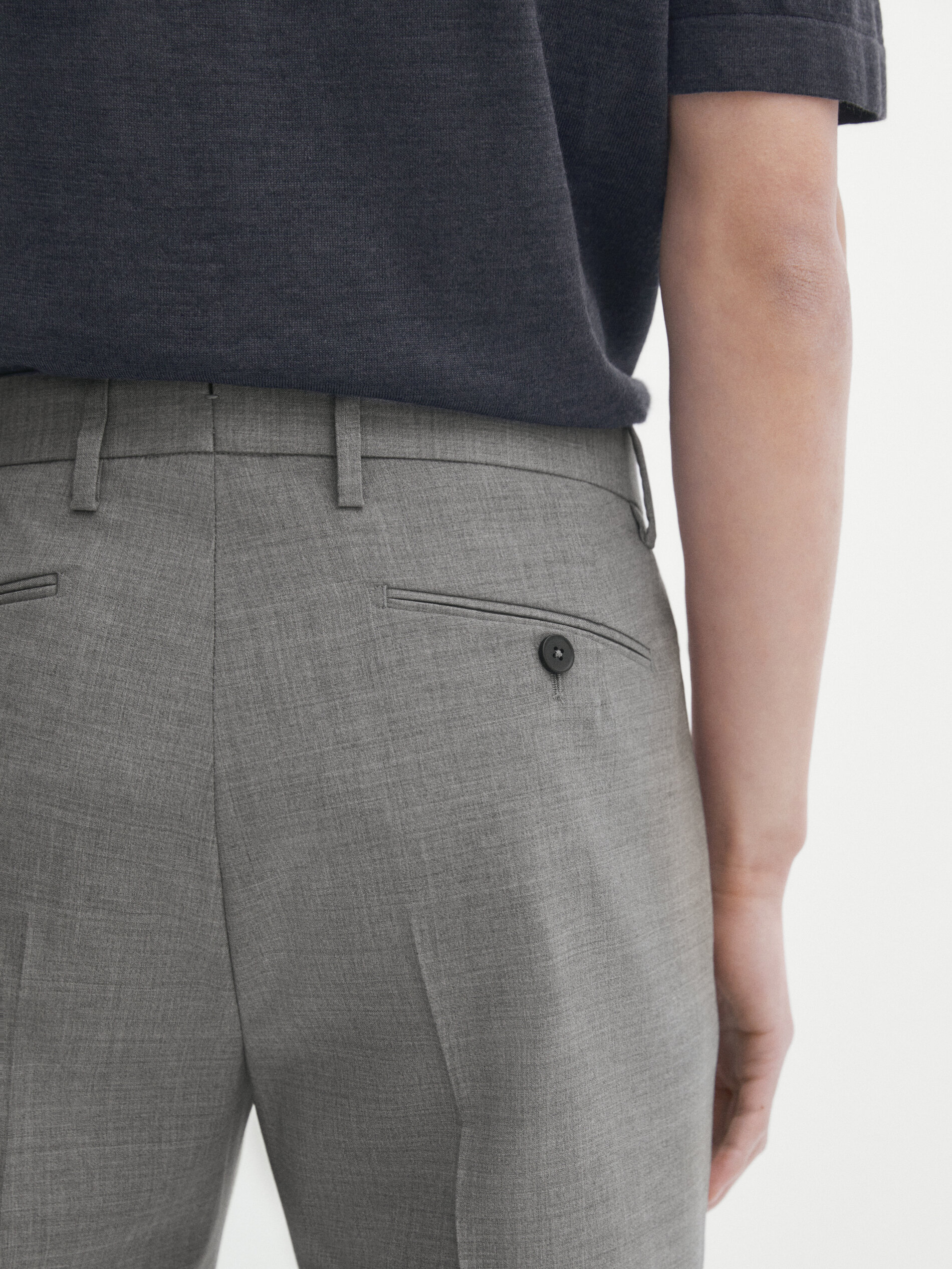 Pantalón traje gris 100% lana