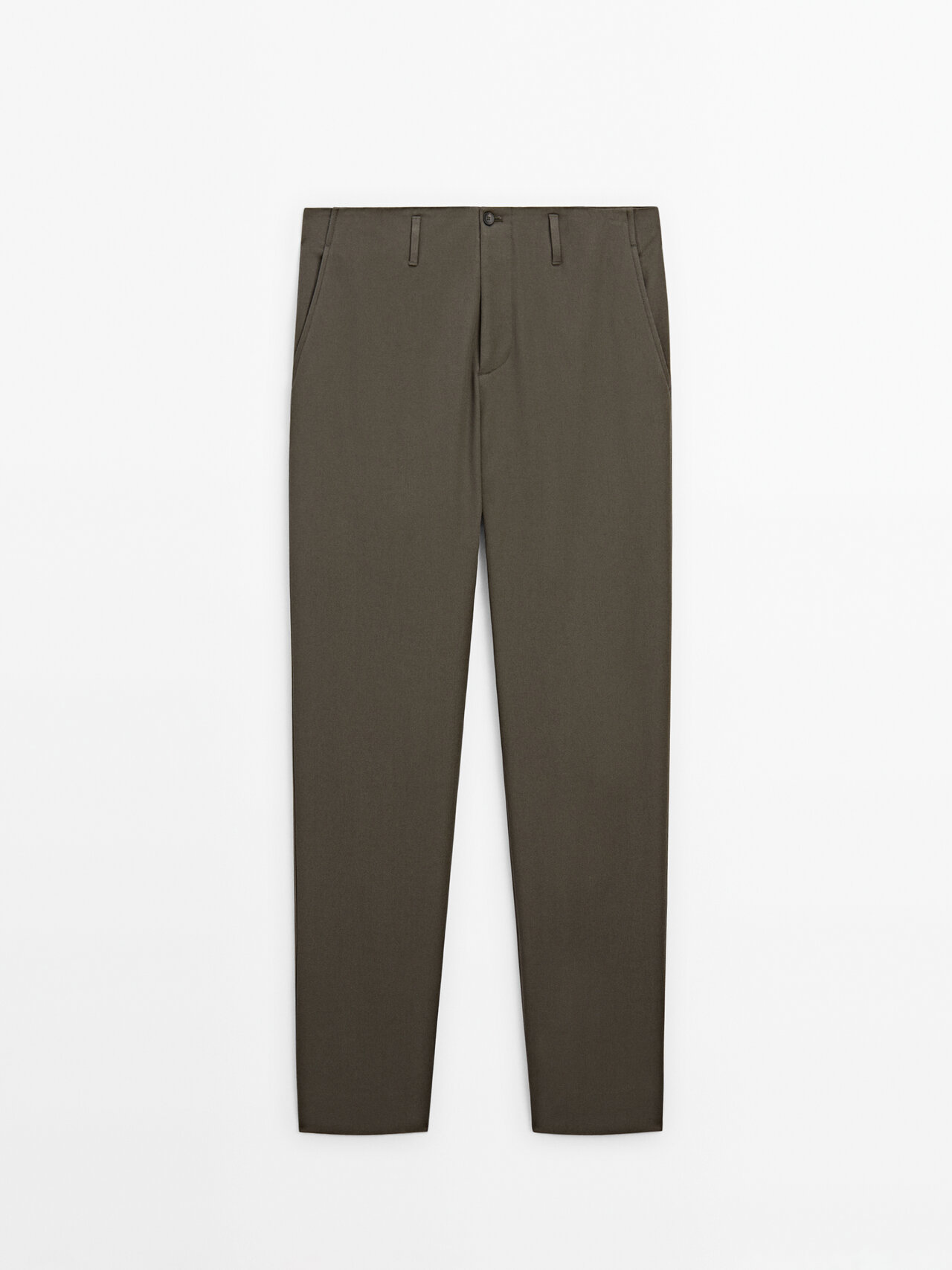 Massimo Dutti Twill Straight-leg Trousers In Mink