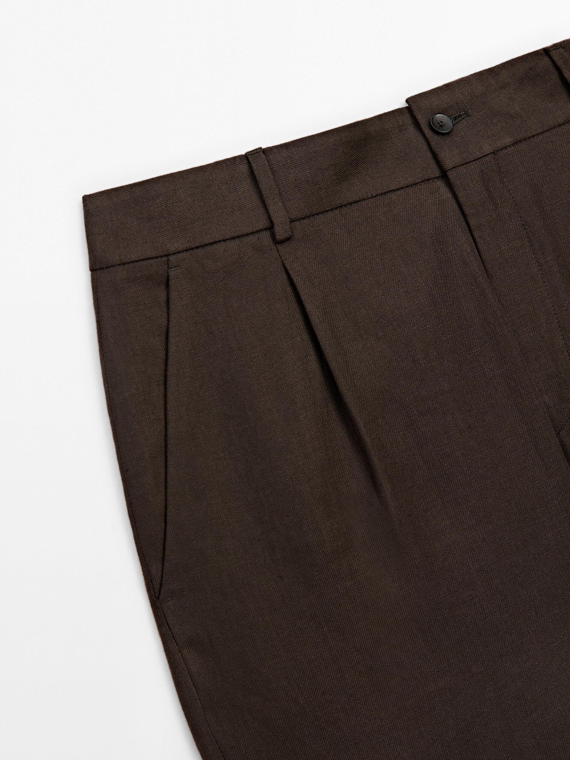 MASSIMO DUTTI Darted Jacquard Linen Trousers - Studio in Natural | Lyst