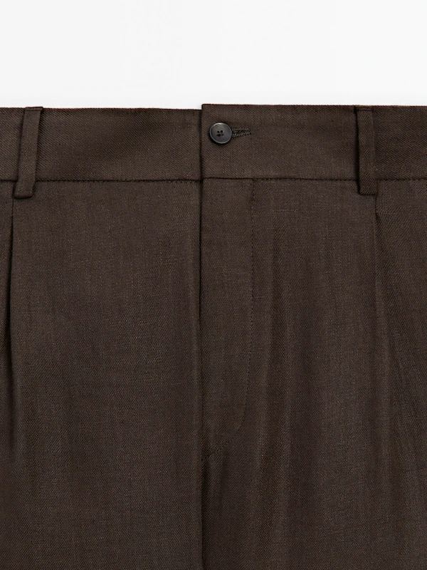 Straight-leg darted linen trousers - Limited Edition · Brown, Light ...
