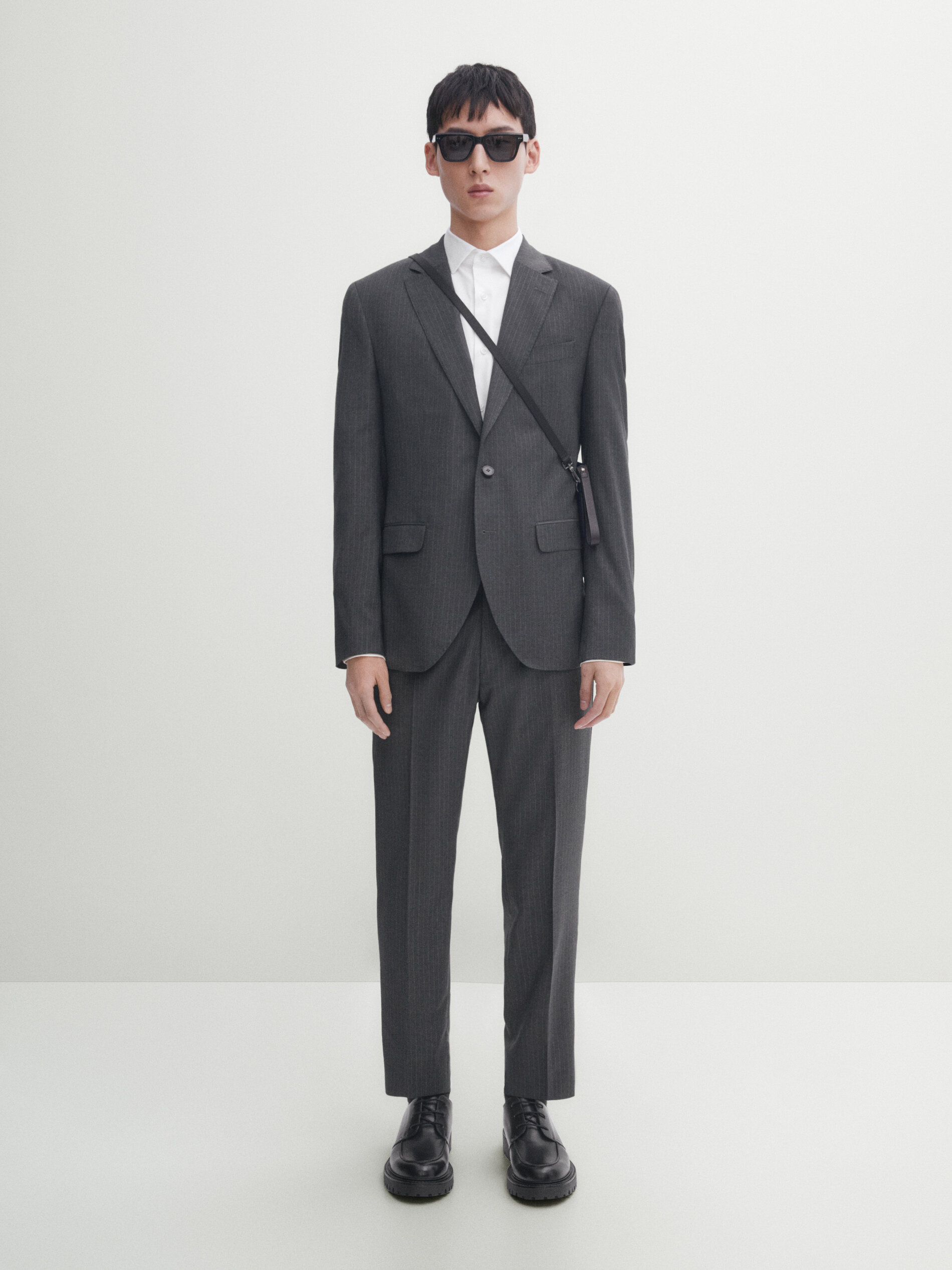 Grey striped 100% wool suit trousers · Grey · Dressy | Massimo Dutti サルート 97 ブラB70+ショーツM セット
