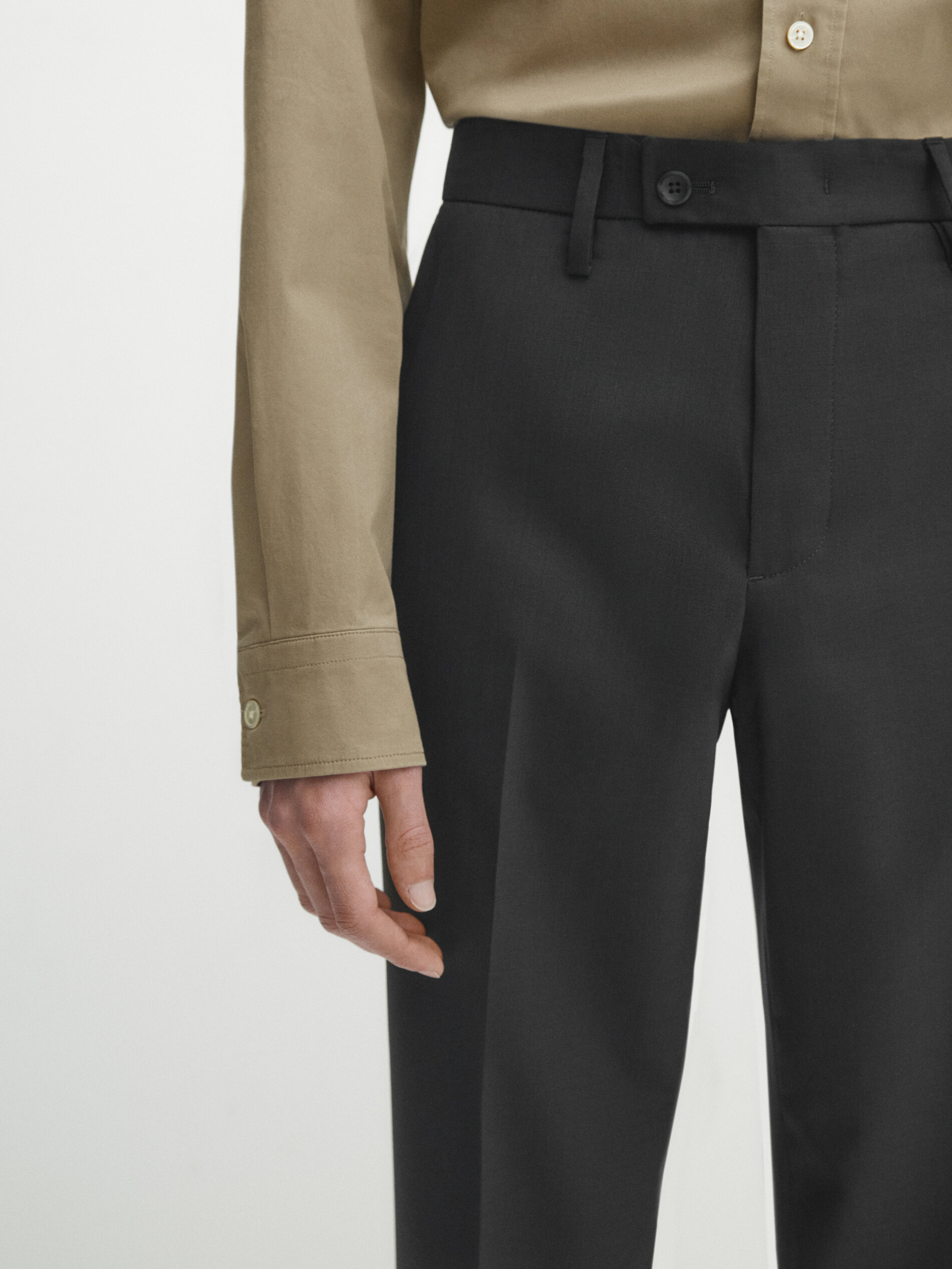 Pantalón traje gris lana stretch