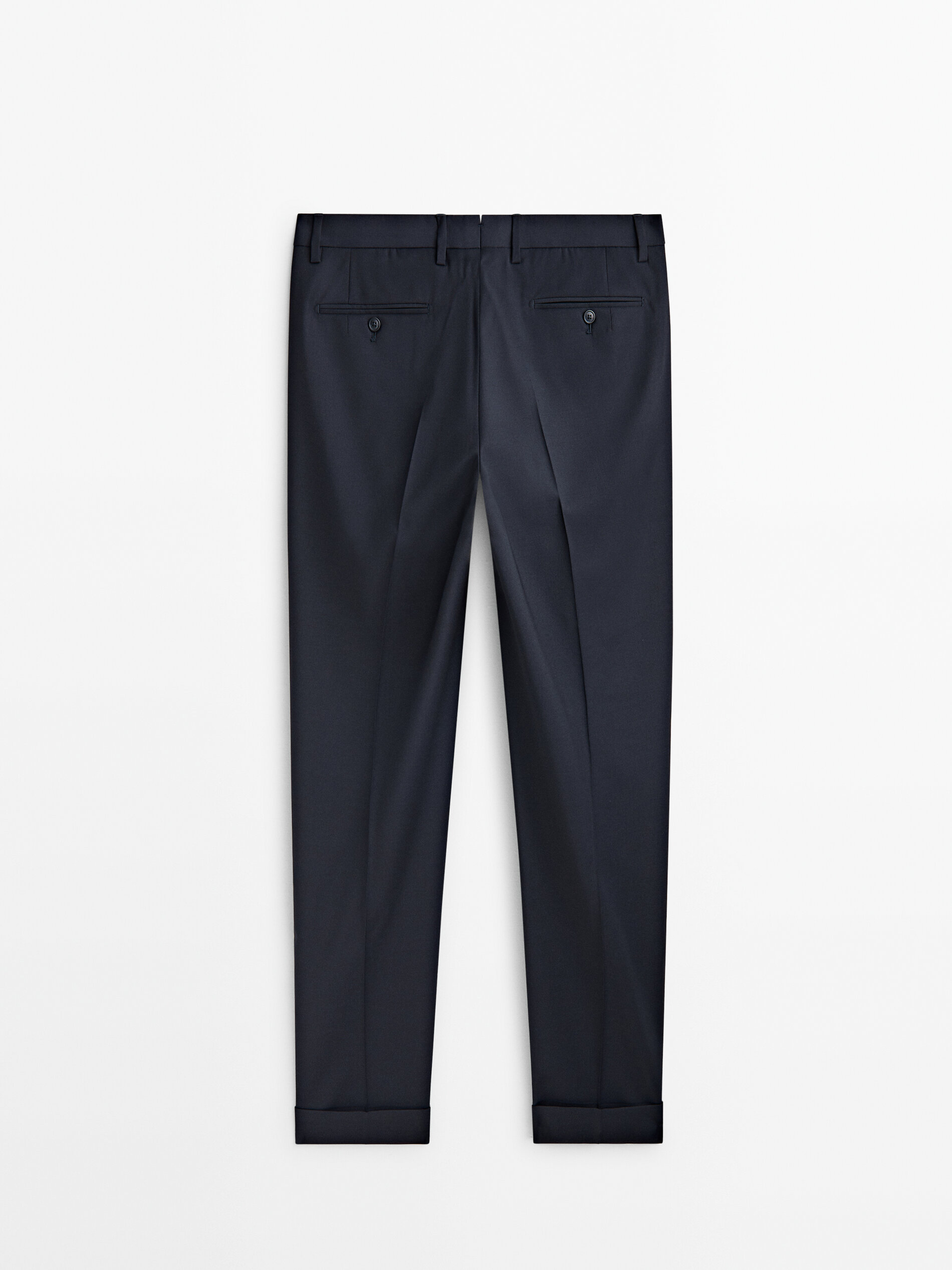 Tan Tapered Cropped Virgin Wool Blend Trousers