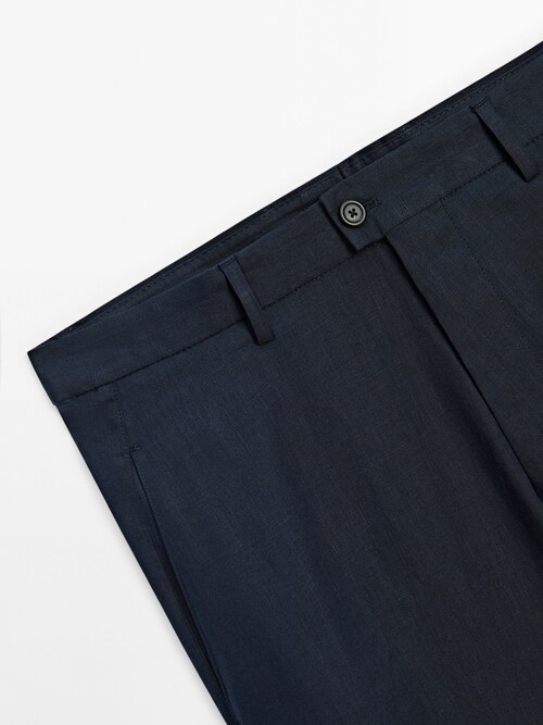 Linen Suit Trousers - Navy