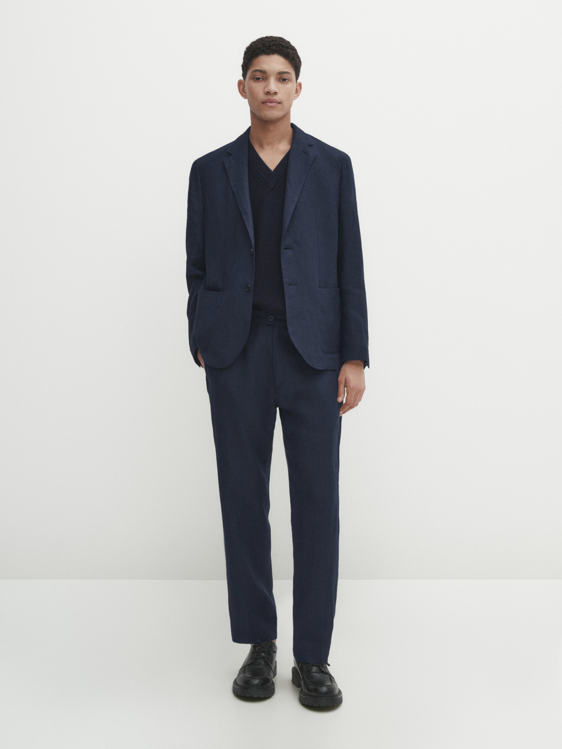 Massimo Dutti Anzughose Aus Reinem Leinen In Marineblau