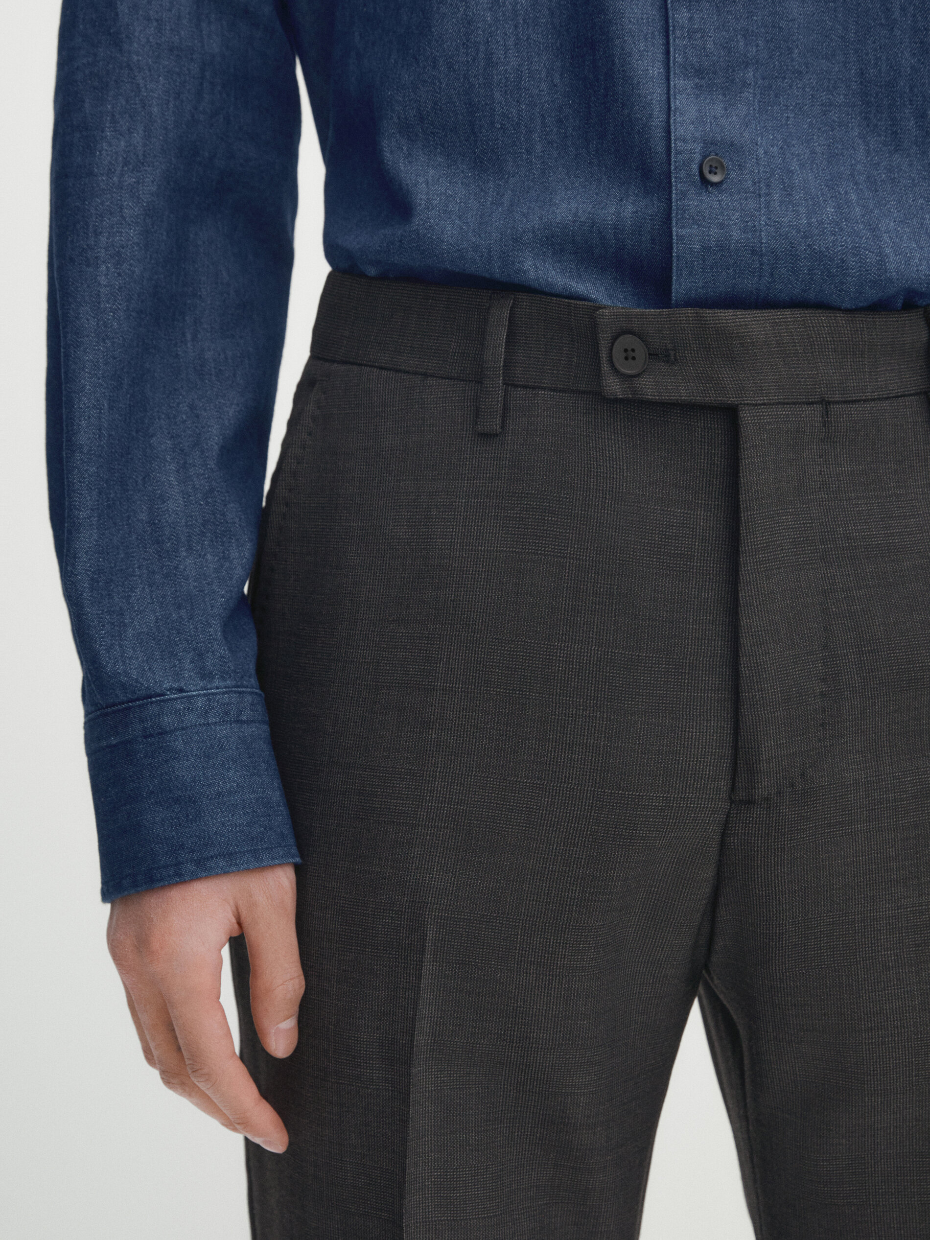 Pantalón traje gris cuadros 100% lana