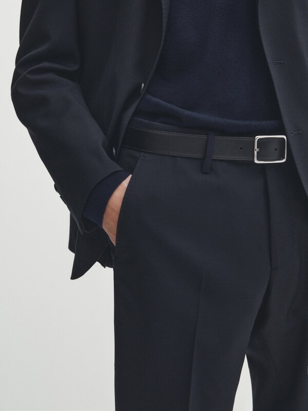 Navy blue false plain suit trousers · Navy Blue · Dressy | Massimo Dutti