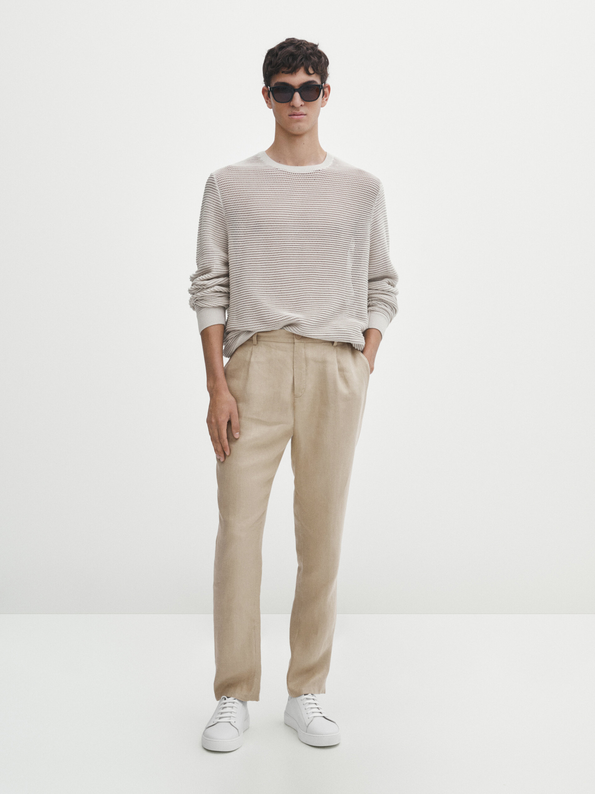 Men 100% Linen Italian style Pants Summer High Waist Straight Trouser Suit  Pant | eBay