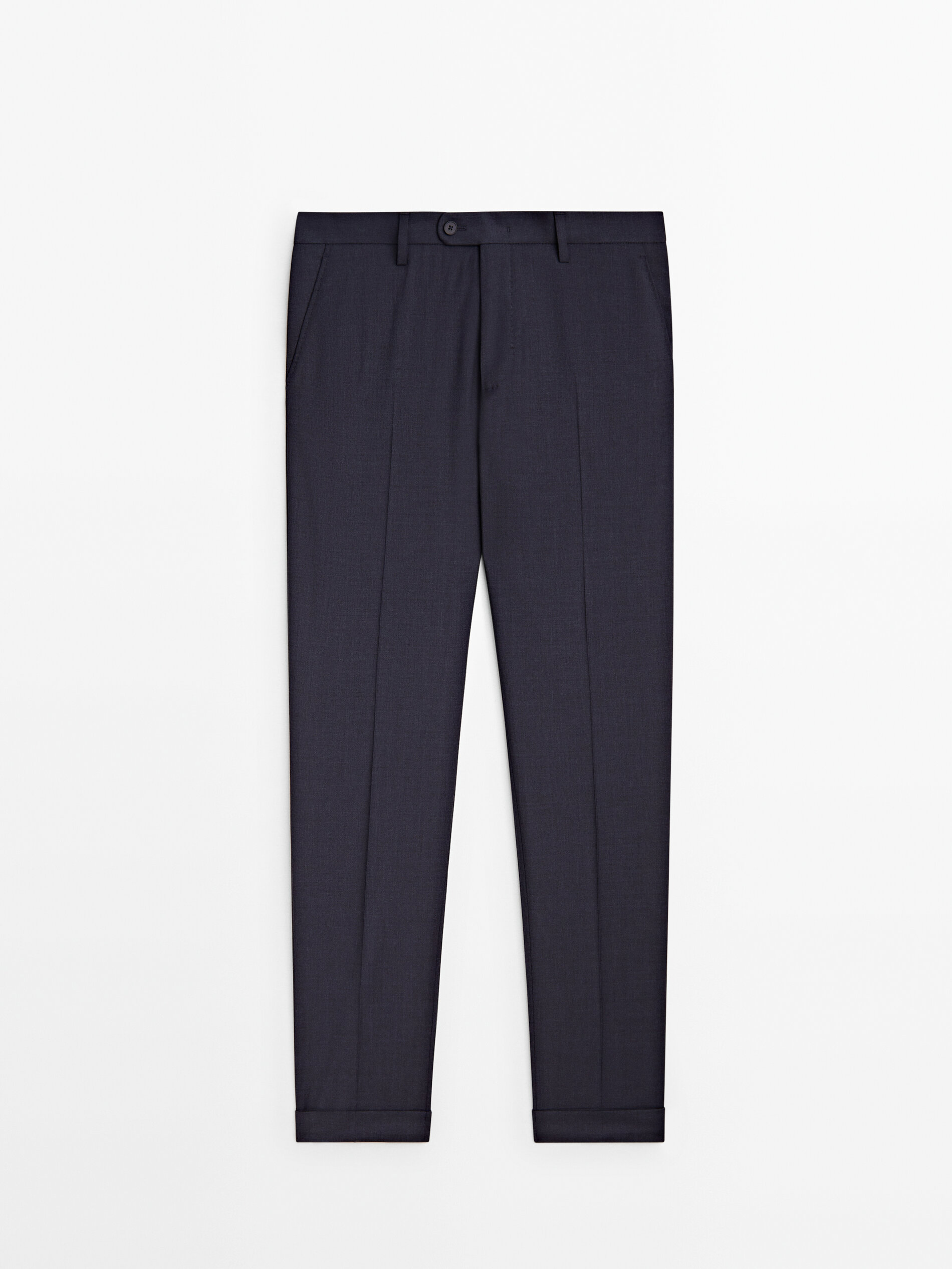 Blue 100% wool suit trousers · Navy Blue · Dressy | Massimo Dutti