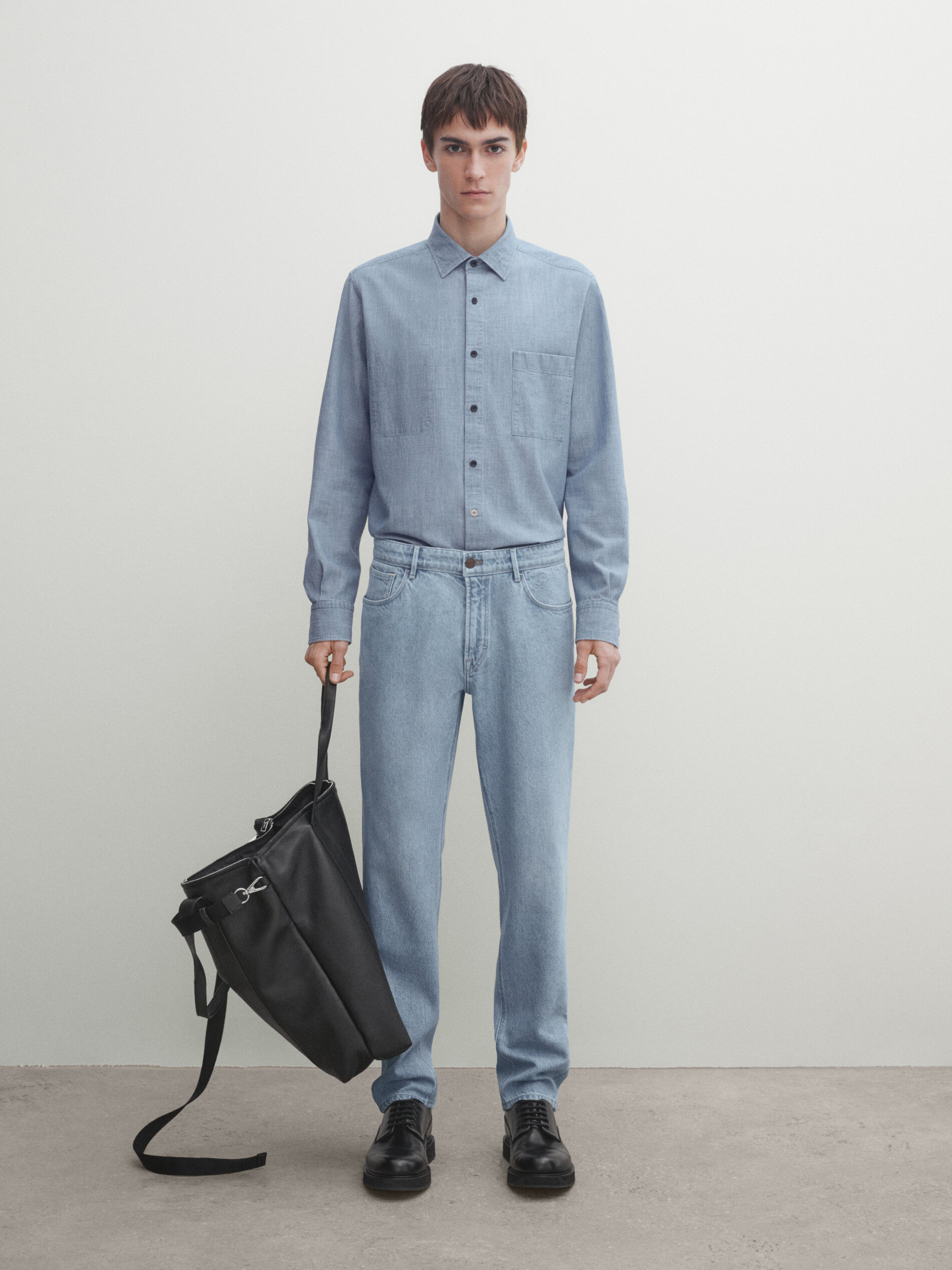 Massimo Dutti Denimhemd Im Regular-fit In Hellblau