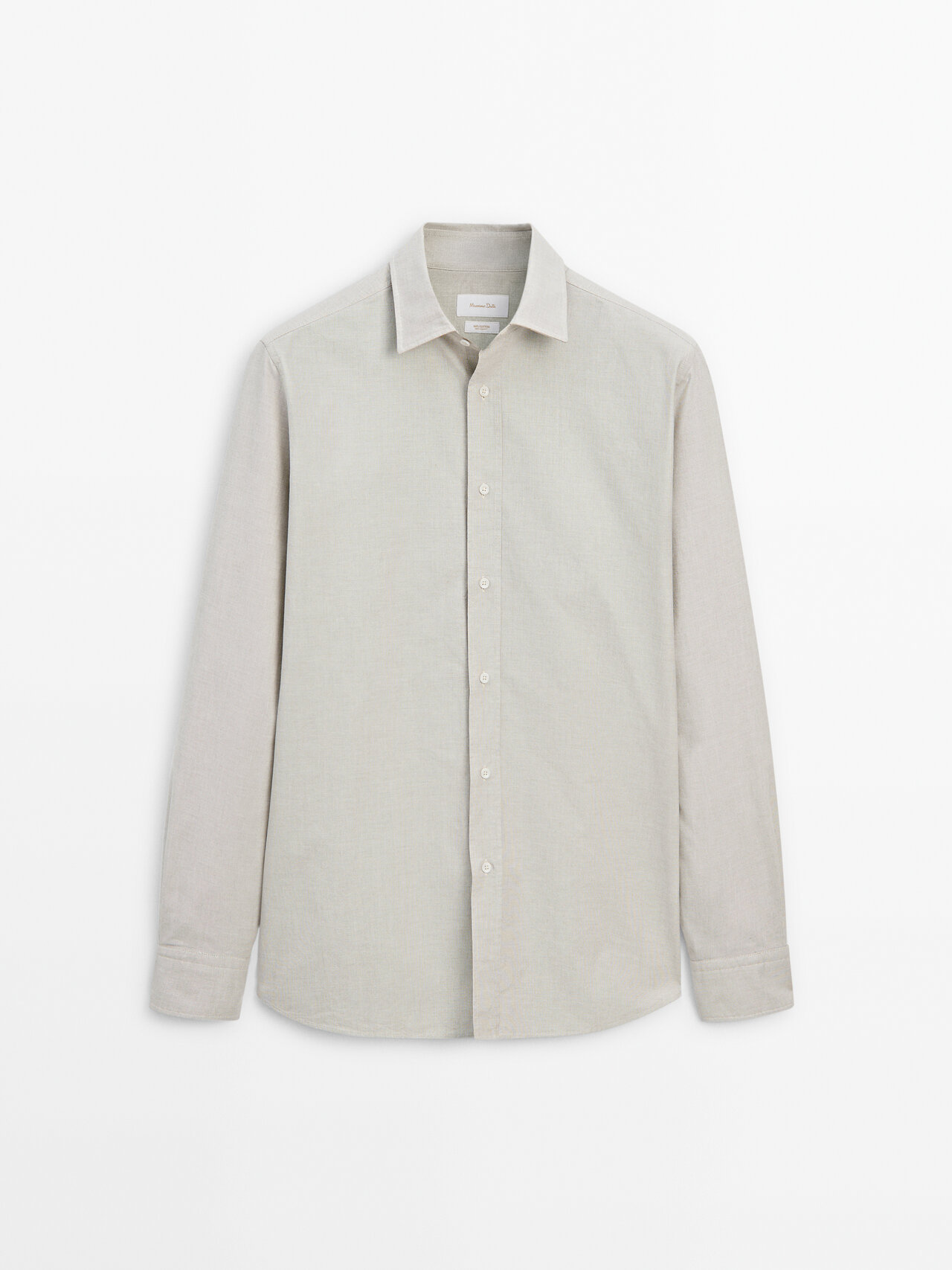 Shop Massimo Dutti 100% Cotton Check Texture Shirt In Beige