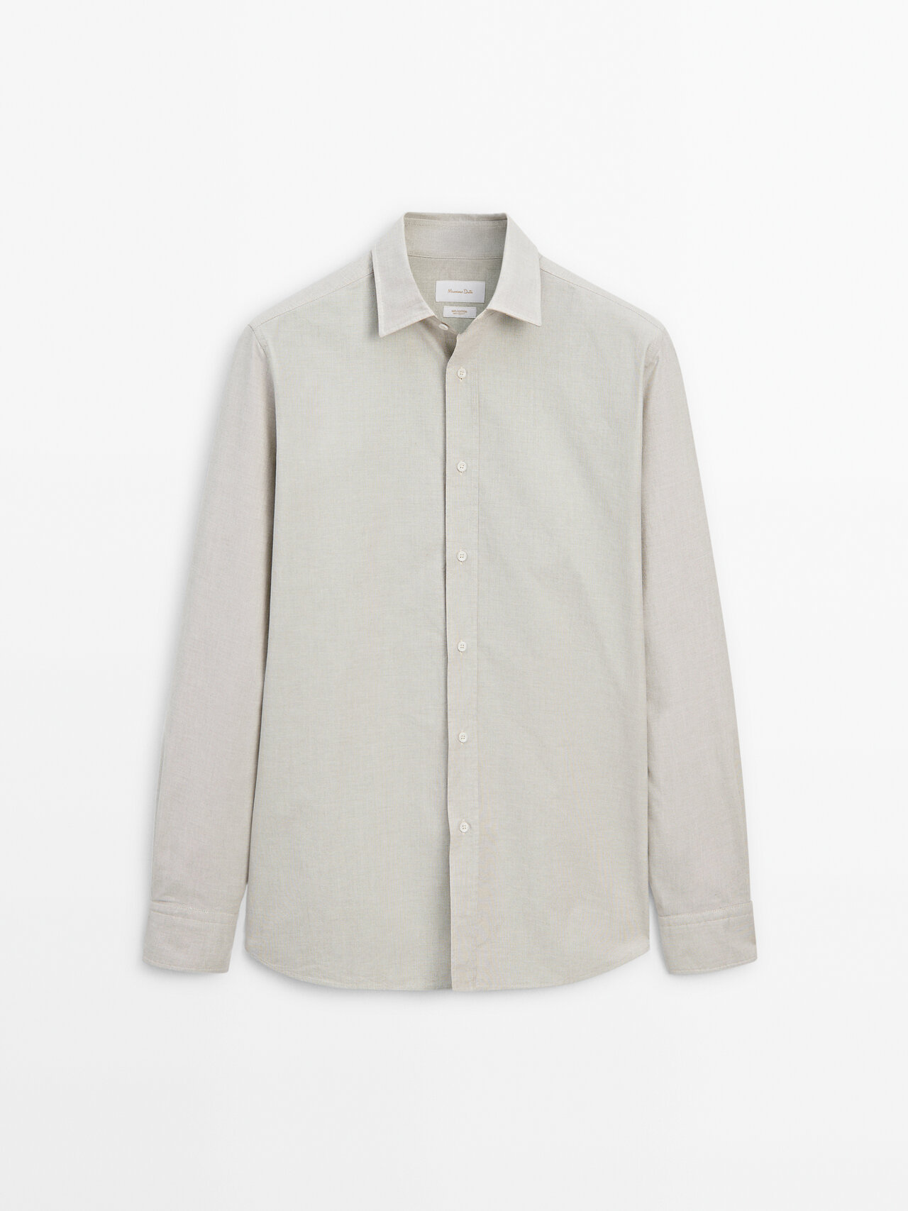 Massimo Dutti Dicht Gewebtes Hemd Aus Reiner Baumwolle In Beige