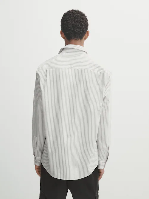 Relaxed-fit striped cotton shirt · Beige · Shirts