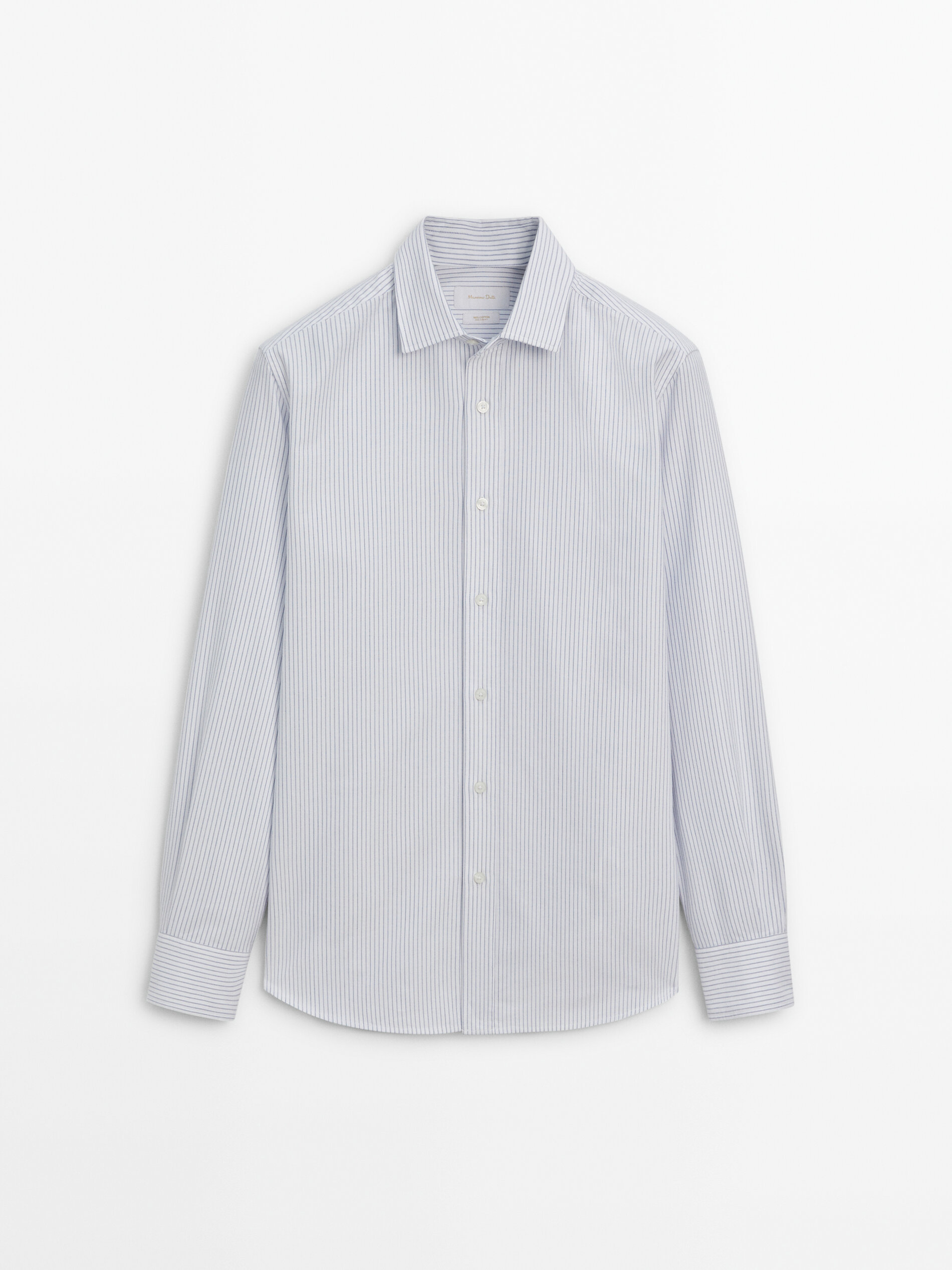 Regular-fit cotton striped shirt · Blue · Shirts | Massimo Dutti