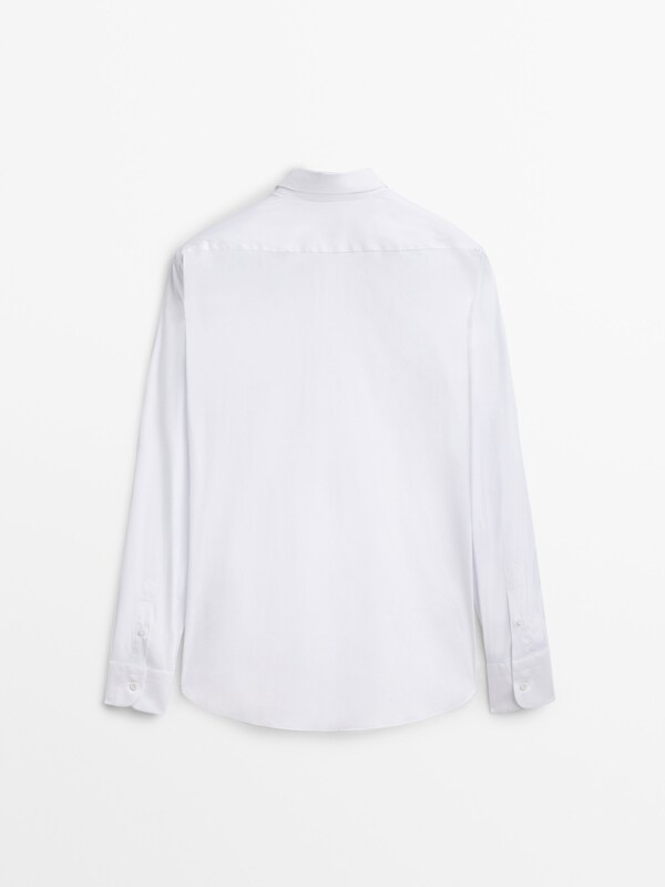Slim fit stretchy shirt - Studio · White, Navy Blue, Black · Shirts ...